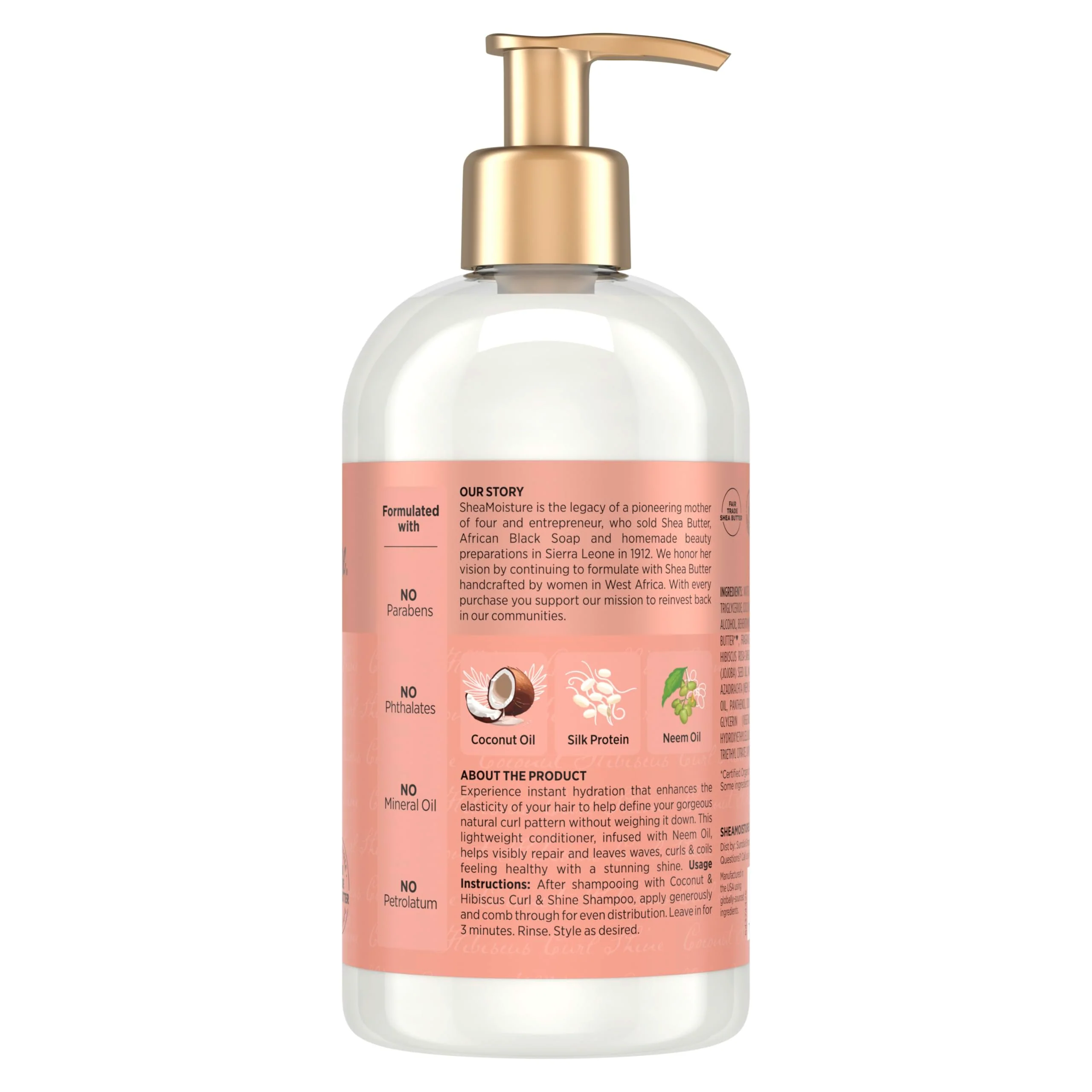 SheaMoisture Curl & Shine Conditioner Coconut & Hibiscus, for Thick, Curly Hair to Moisturize & Soften, 13 oz - Image 2