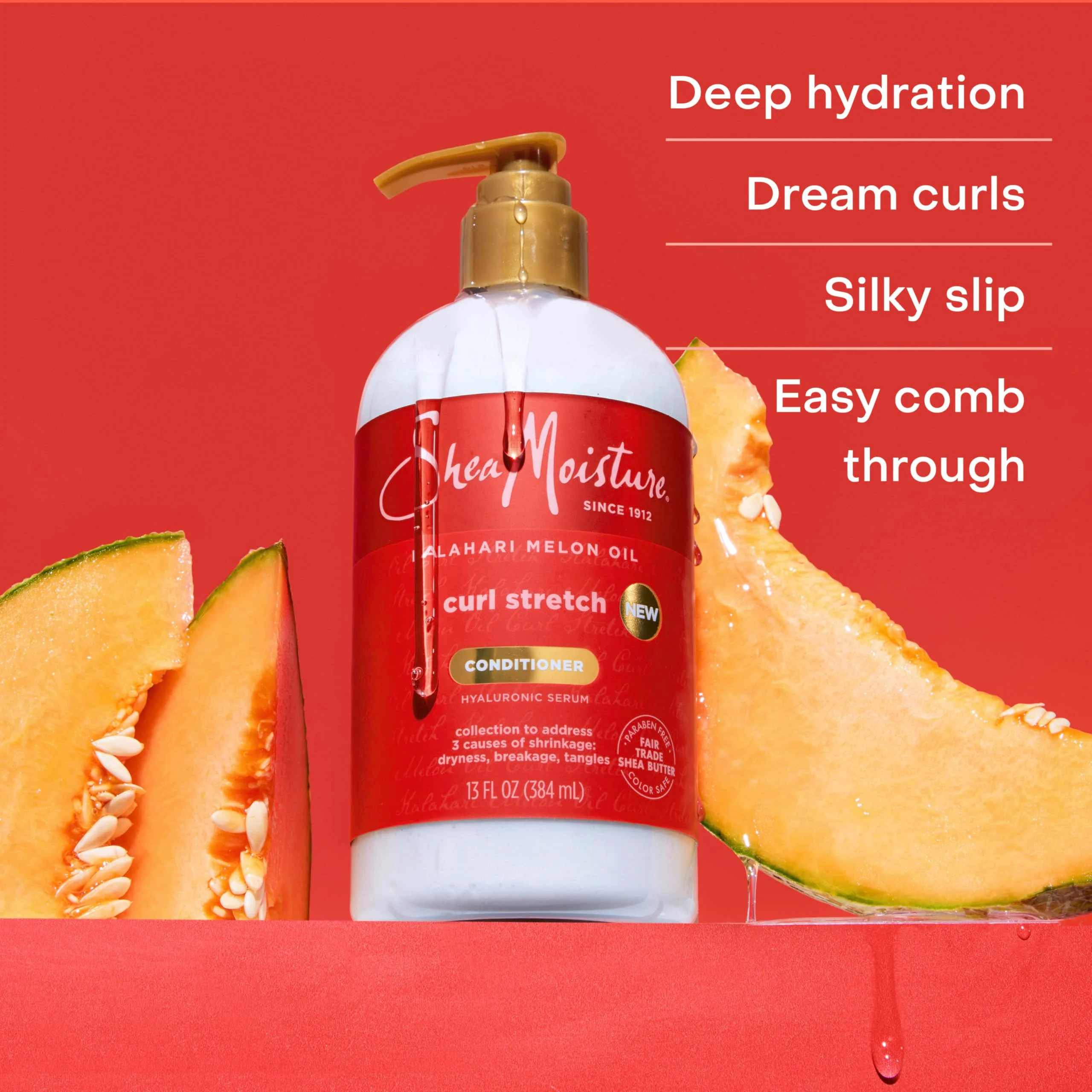 SheaMoisture Curl Stretch Conditioner Kalahari Melon Oil Infused with Hyaluronic Serum, Hydration Hero Deeply Moisturizes and Repairs Damage, for Easy Detangling and Styling 13 Fl Oz - Image 6