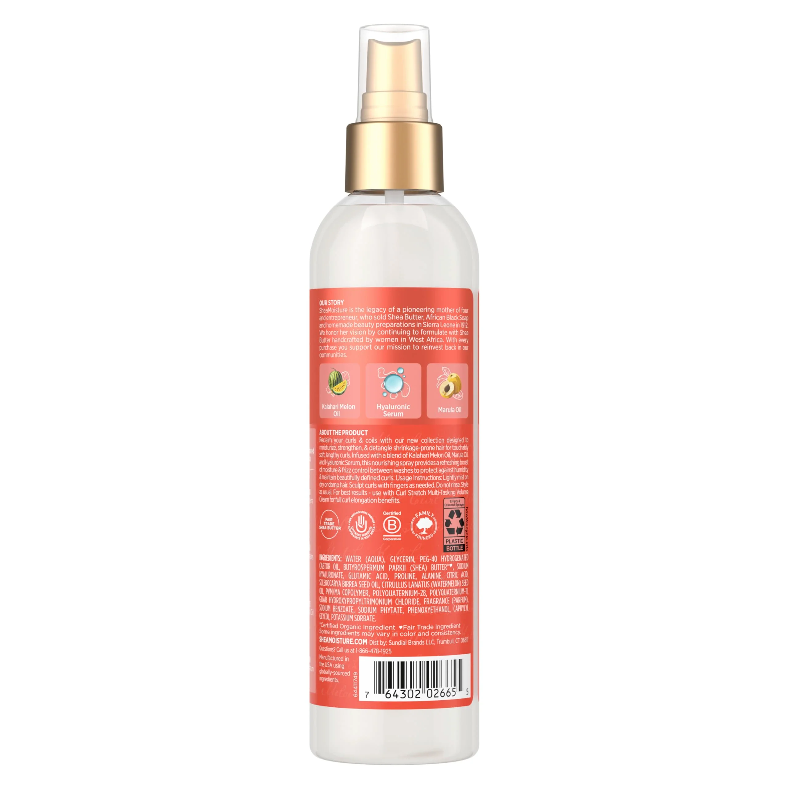 SheaMoisture Curl Stretch Refresher Spray Kalahari Melon Oil and Marula Oil Between Wash Style Stretcher Boosts Hydration, Fights Humidity and Frizz with Hyaluronic Serum 8 Fl Oz - Image 2