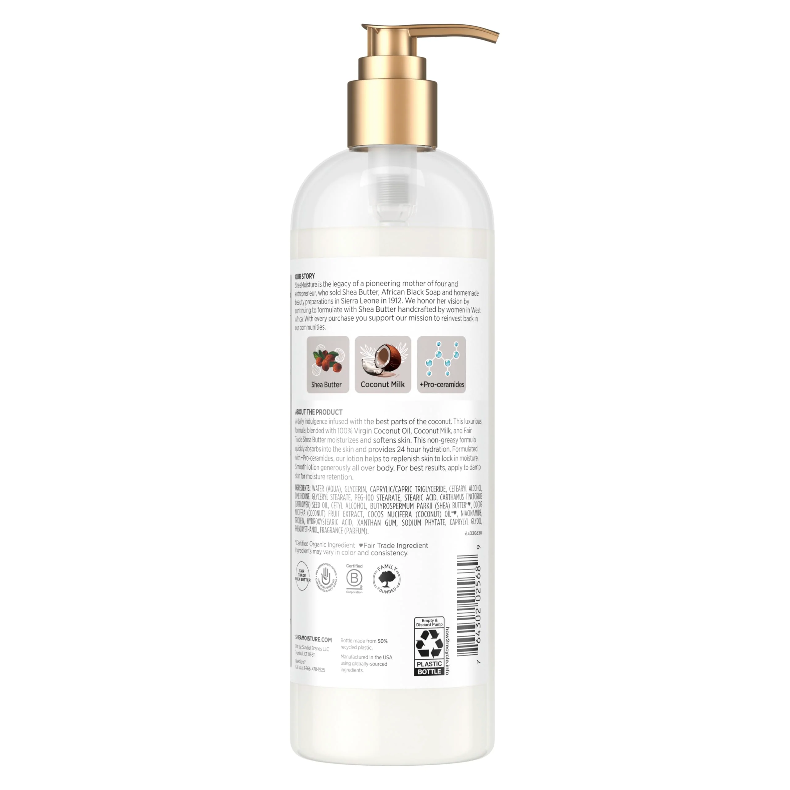 SheaMoisture Daily Hydration Body Lotion with 100% Virgin Coconut Oil, Shea Butter, Coconut Milk and Pro-Ceramides, Quickly Nourish & Soften Skin, 24H Moisturizing 16 oz - Image 2