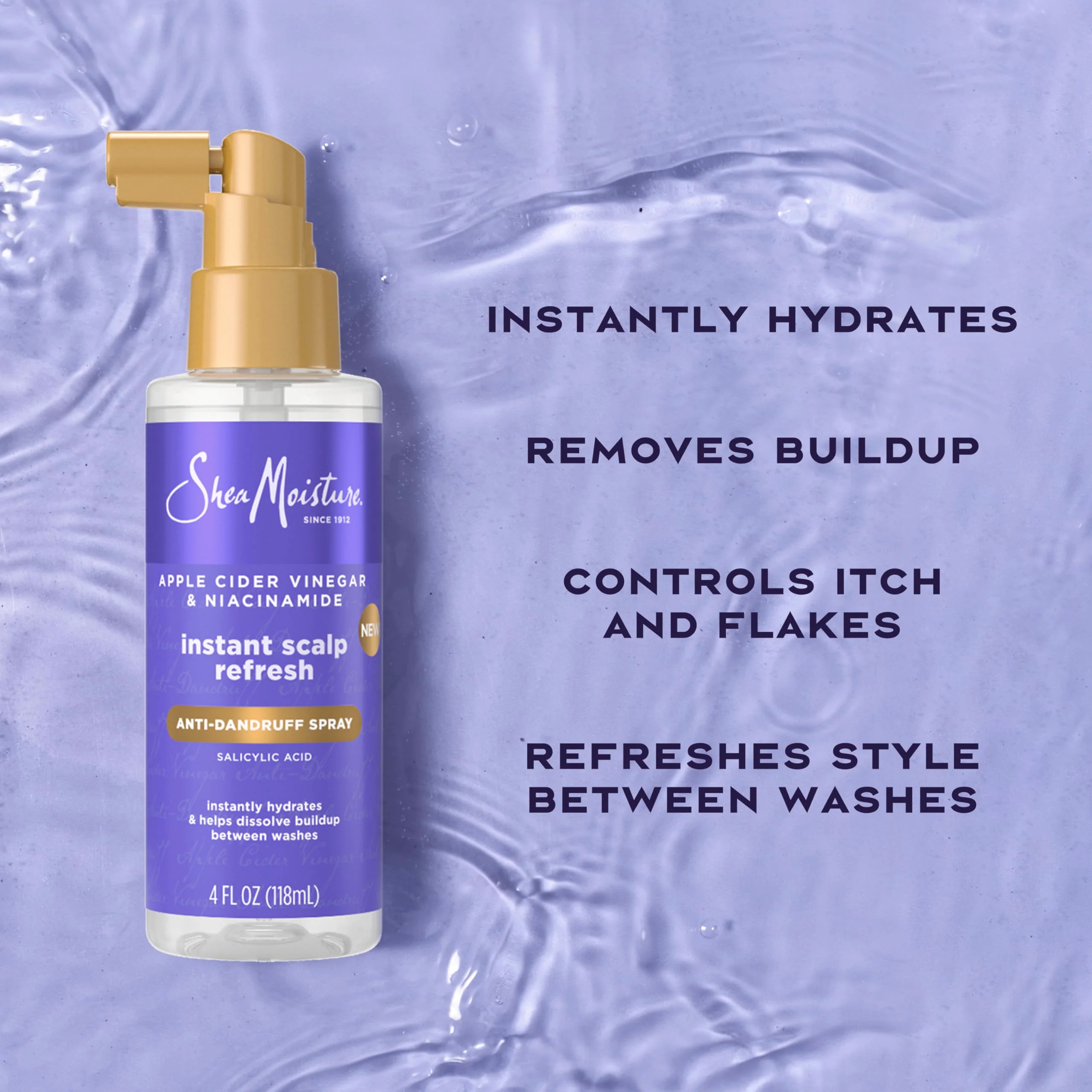 SheaMoisture Dandruff Treatment Instant Scalp Refresh Spray with Salicylic Acid & Scalp Repair Technology, Hydrates Dry Scalp & Controls Itch & Flakes, 4 fl oz - Image 3