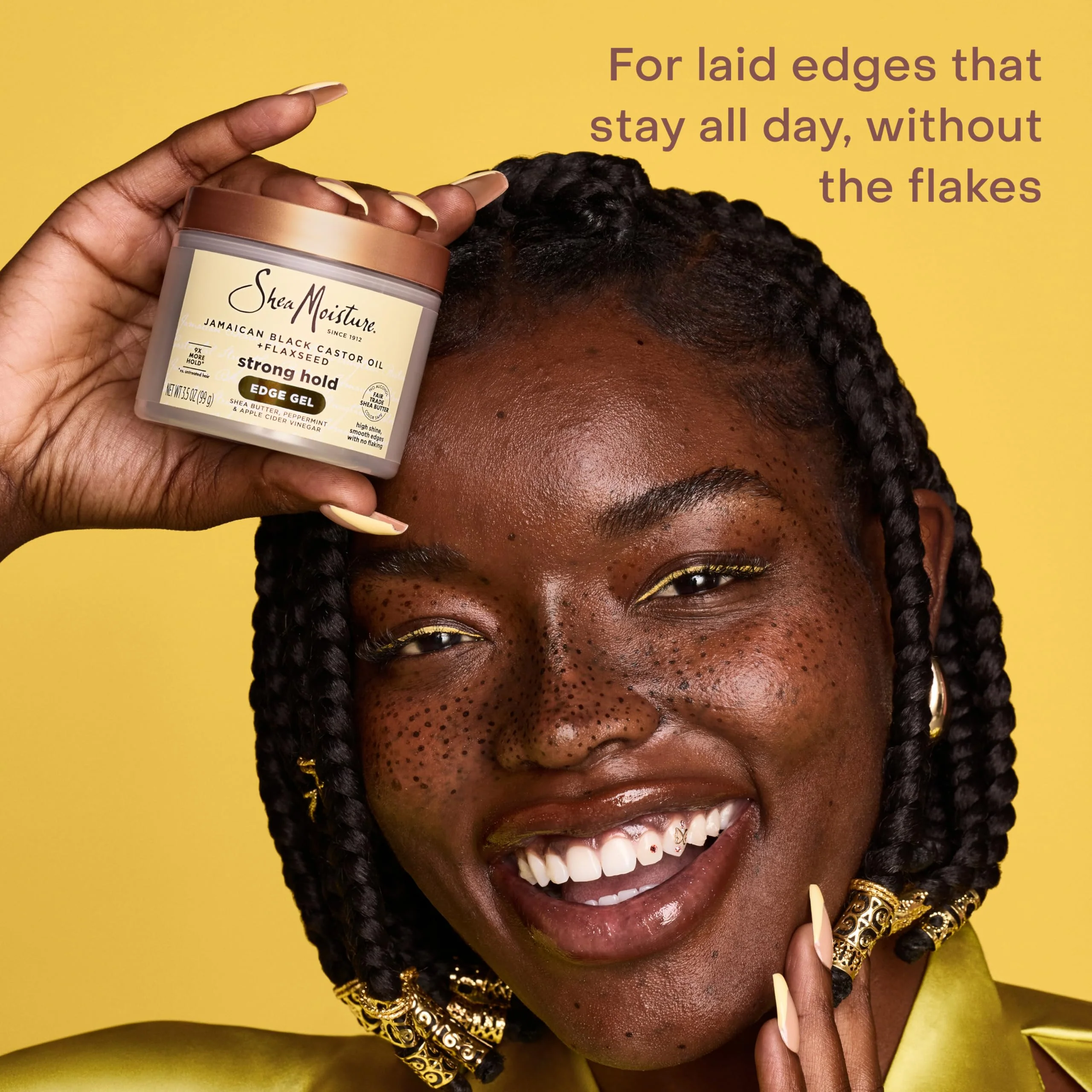 SheaMoisture Edge Control Strong Hold Gel+Flaxseed Jamaican Black Castor Oil Keeps Edges in Place,No Flakes,Infused With Hydrolyzed Corn Starch,Glycerin,Indulgent Scent ParabenFree AntiFrizz Gel 3.5oz - Image 3