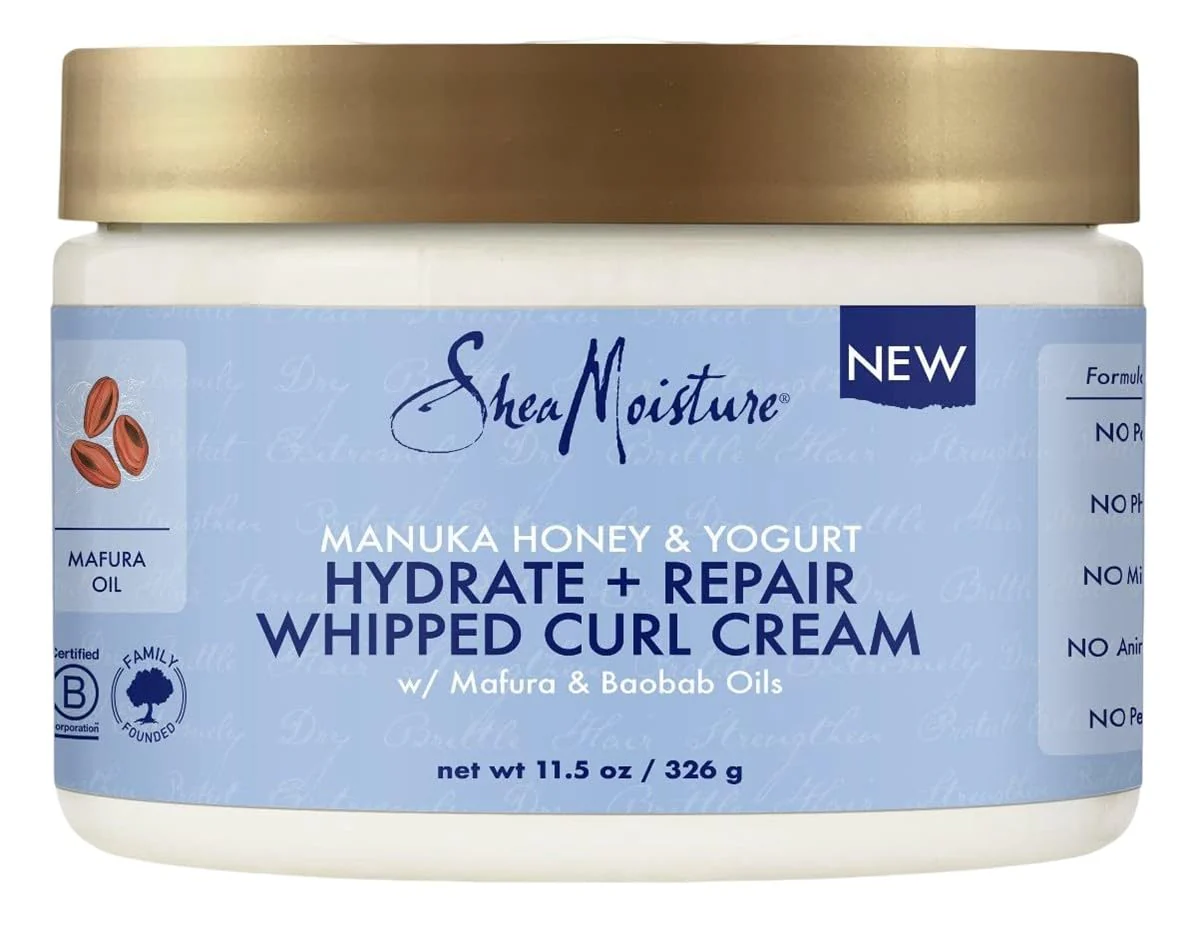 SheaMoisture Hydrate and Repair Moisturizing Curl Cream for Curly Hair Manuka Honey and Yogurt Sulfate Free Curly Hair Cream 11.5 oz
