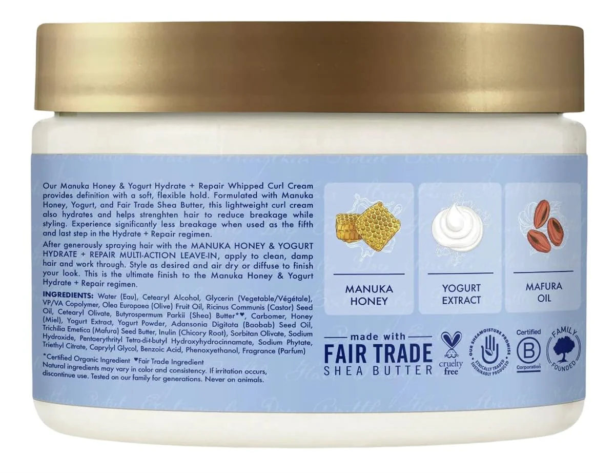 SheaMoisture Hydrate and Repair Moisturizing Curl Cream for Curly Hair Manuka Honey and Yogurt Sulfate Free Curly Hair Cream 11.5 oz - Image 6