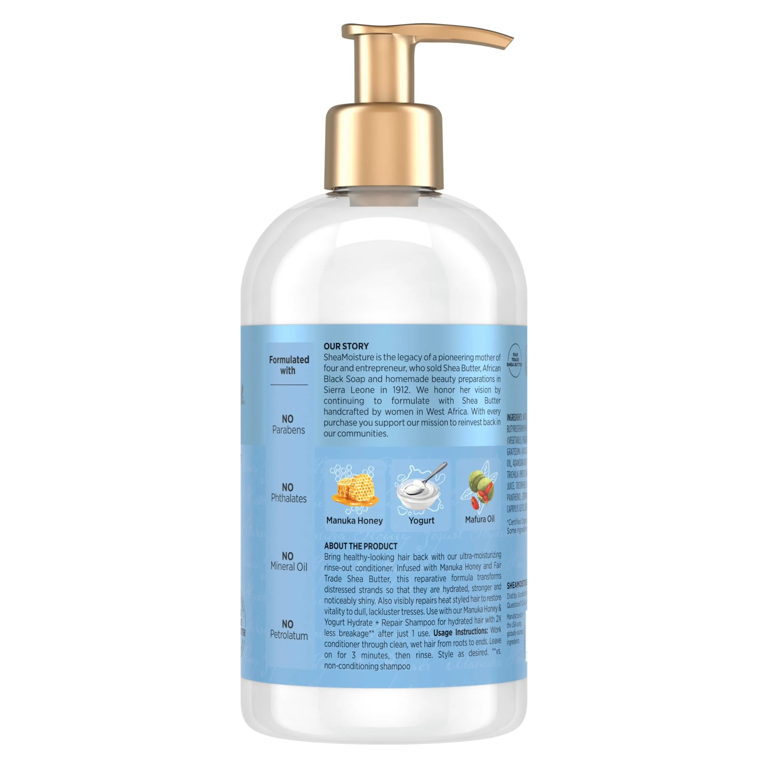 SheaMoisture Hydrate & Repair Condtioner Manuka Honey and Yogurt Conditioner for Damaged Hair Shea Butter Conditioner 13 oz - Image 2