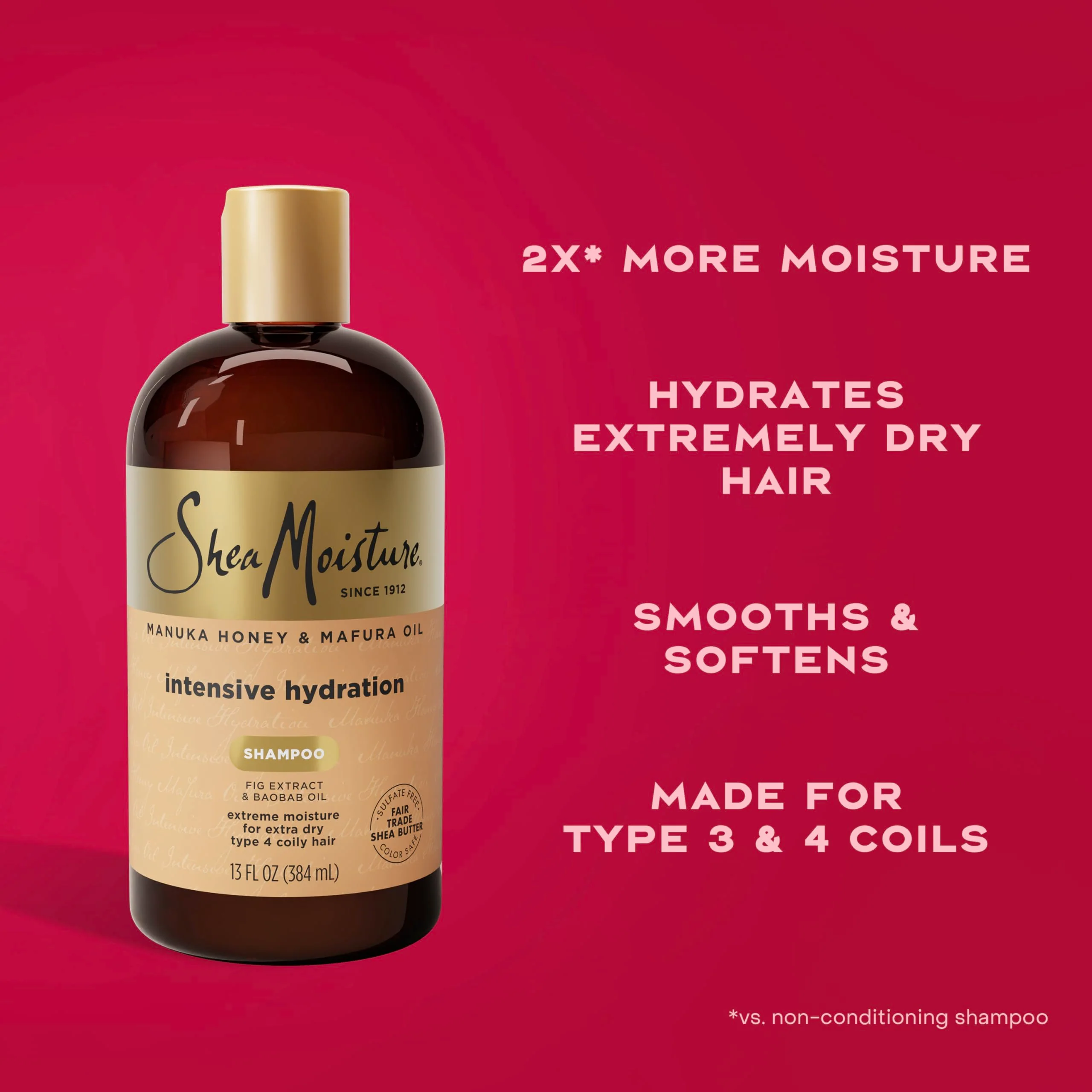SheaMoisture Intensive Hydration Shampoo Manuka Honey and Mafura Oil for Dry, Damaged Hair Sulfate-Free 13 fl oz - Image 4