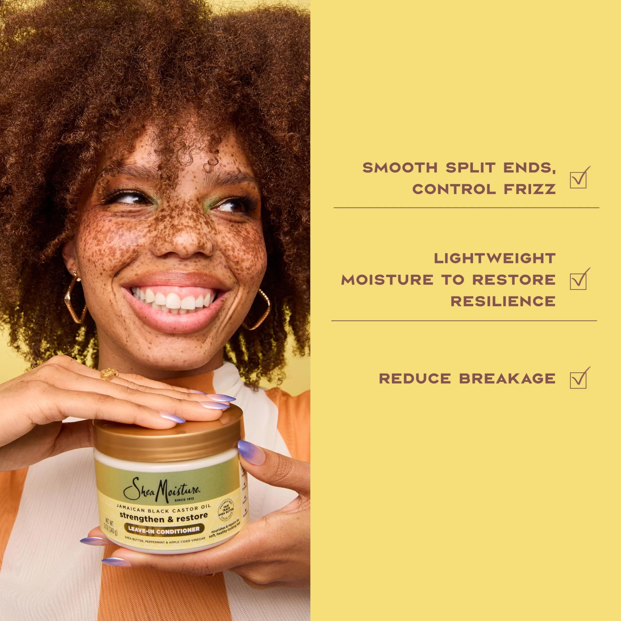SheaMoisture Jamaican Black Castor Oil Leave In Conditioner 100% Pure Jamaican Black Castor Oil For Damaged Hair to Soften and Detangle Hair 11.5 oz - Image 5