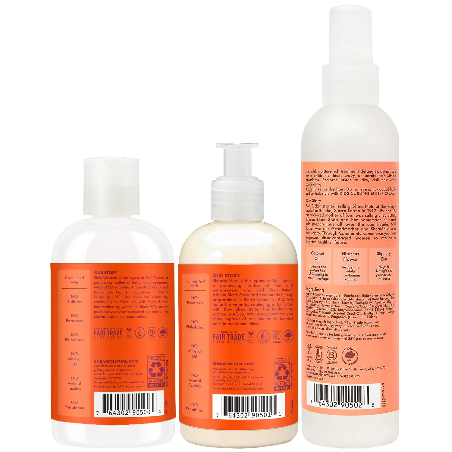 SheaMoisture Kids Mango & Carrot Shampoo and Conditioner Set w/Orange Blossom Extract + Coconut & Hibiscus Extra-Moisturizing Detangler Spray, Anti-Frizz Hair Products for Kids - Image 2