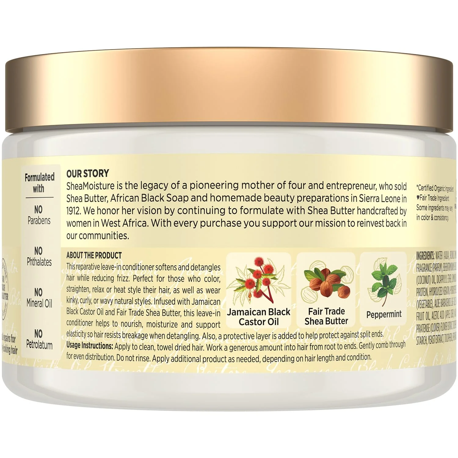 SheaMoisture Leave-In Conditioner 3-Pack – Jamaican Black Castor Oil Strengthen & Restore Formula for Hair Repair, Frizz Control, 11.5 Oz Ea - Image 2