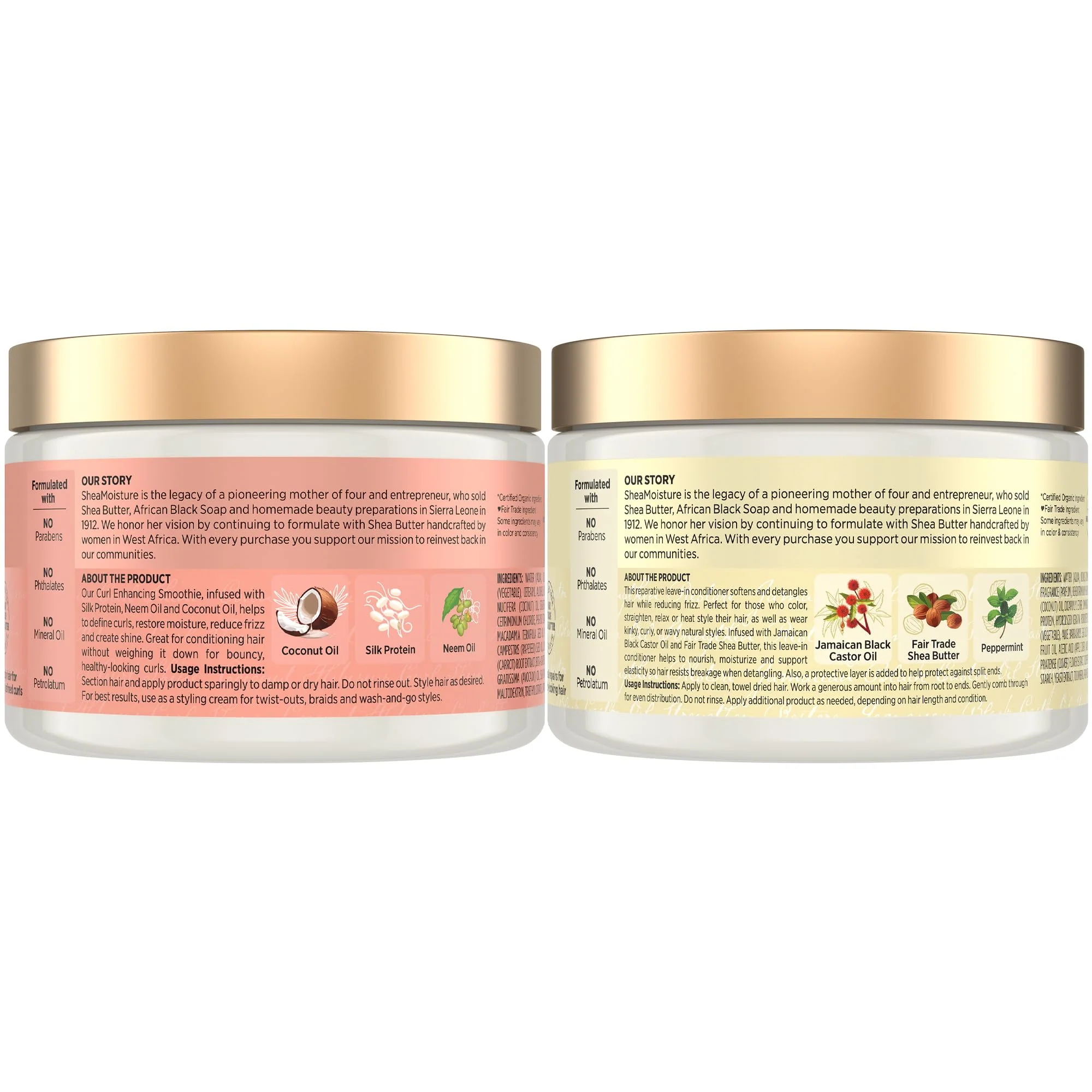 SheaMoisture Leave-In Conditioner Bundle, Coconut & Hibiscus Curl Enhancing Smoothie for Curly Hair, Frizz Control + Jamaican Black Castor Oil Strengthen & Restore for Hair Repair - Image 2
