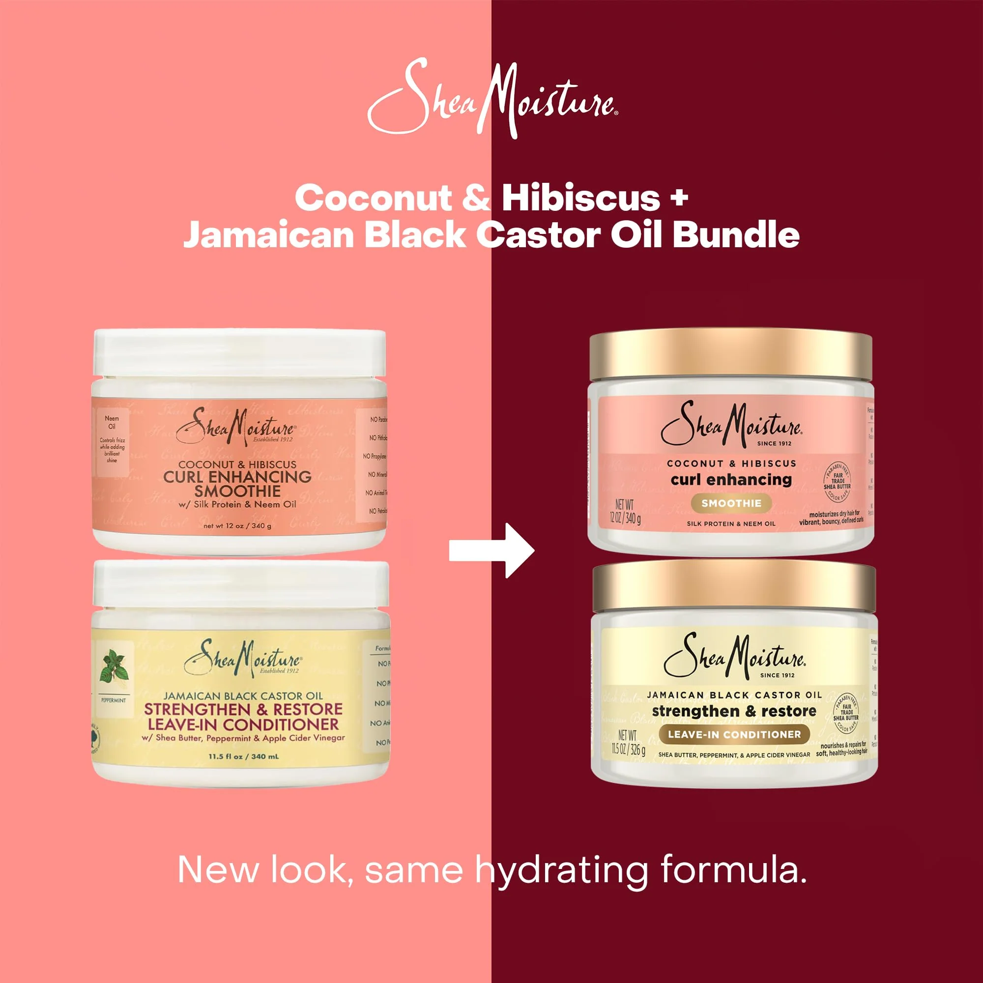 SheaMoisture Leave-In Conditioner Bundle, Coconut & Hibiscus Curl Enhancing Smoothie for Curly Hair, Frizz Control + Jamaican Black Castor Oil Strengthen & Restore for Hair Repair - Image 9