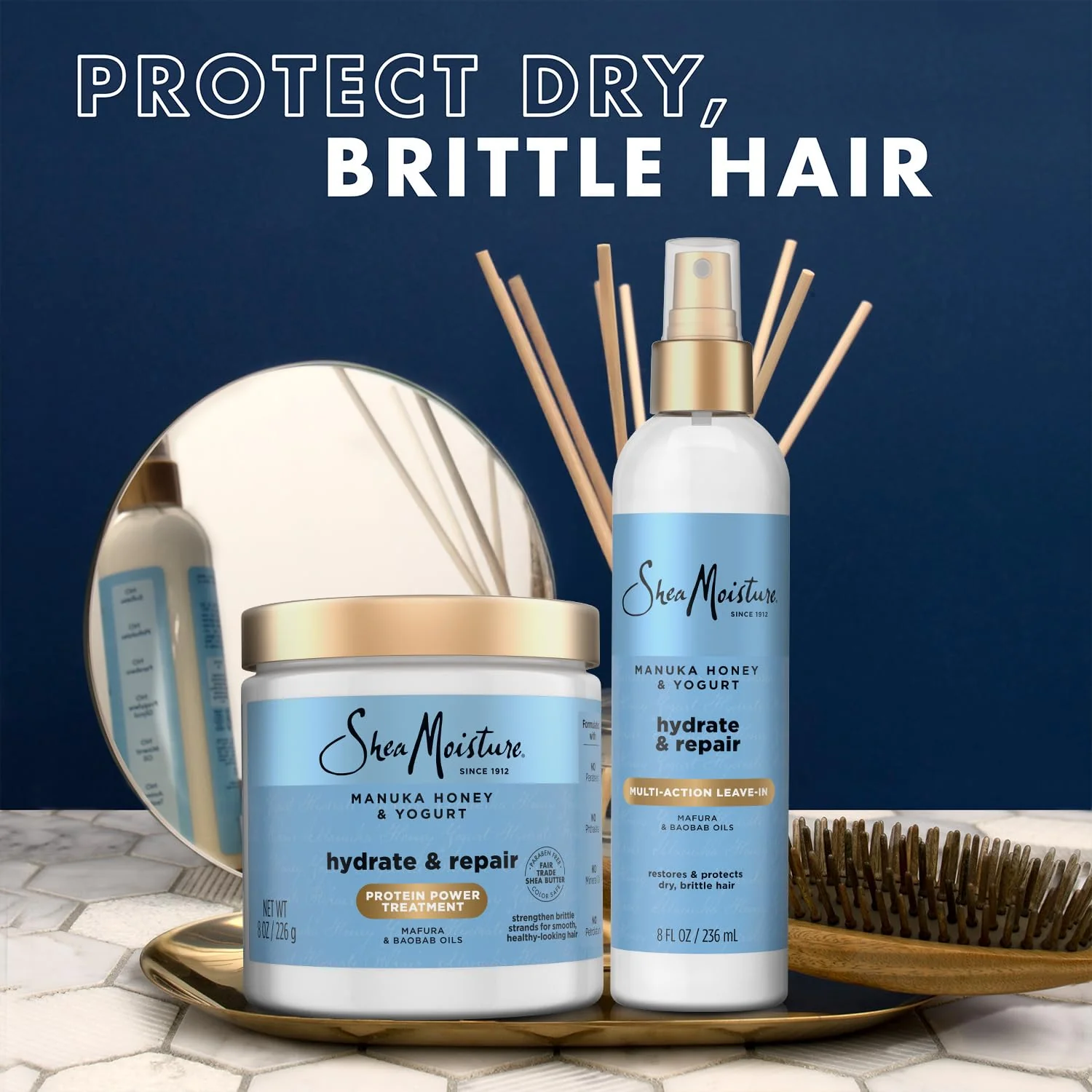 SheaMoisture Manuka Honey & Yogurt Multi-Action Leave-in Conditioner + Protein Power Treatment for Hair Repair, Frizz Control, 8 Oz Ea, for Curly, Damaged Hair - Image 5
