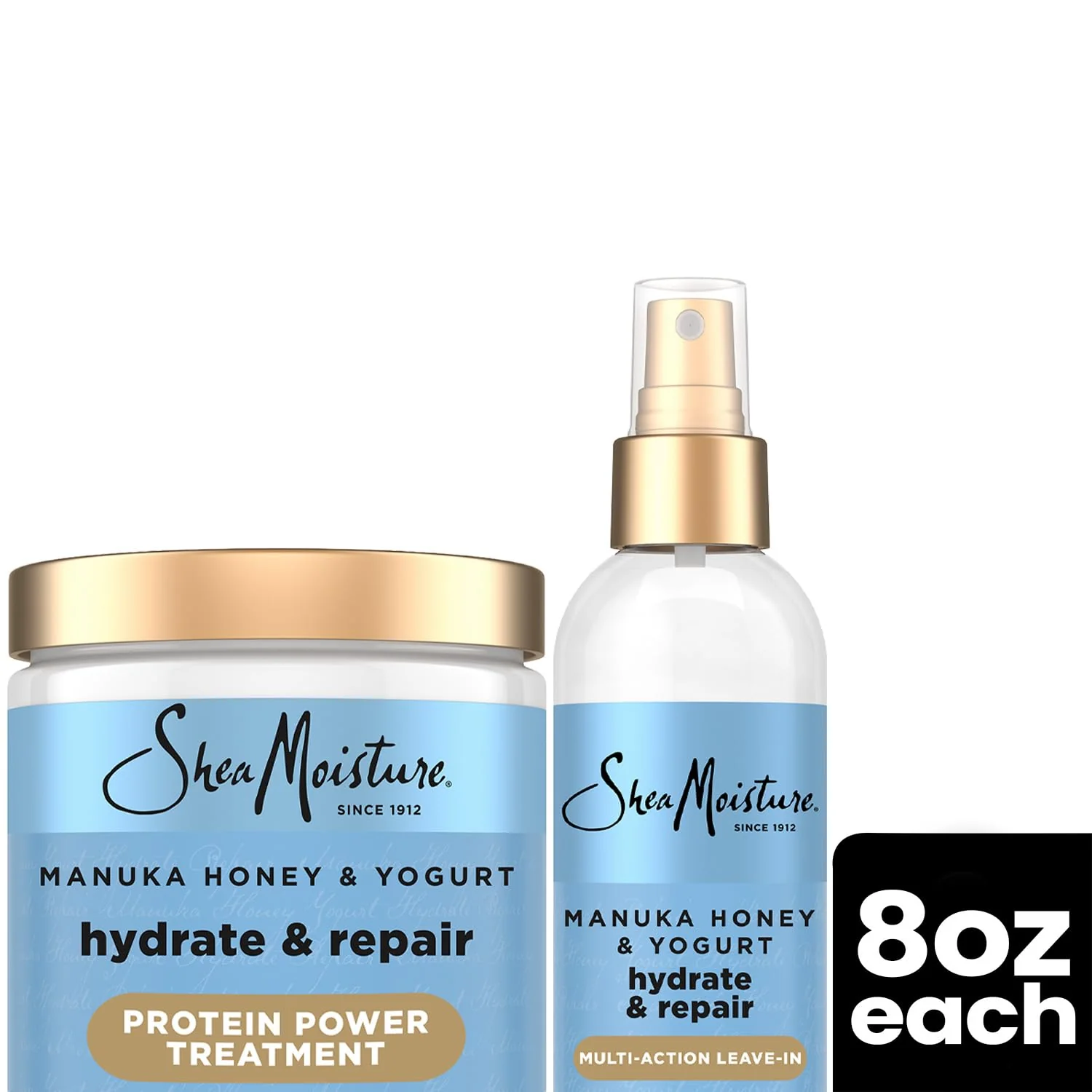 SheaMoisture Manuka Honey & Yogurt Multi-Action Leave-in Conditioner + Protein Power Treatment for Hair Repair, Frizz Control, 8 Oz Ea, for Curly, Damaged Hair - Image 8