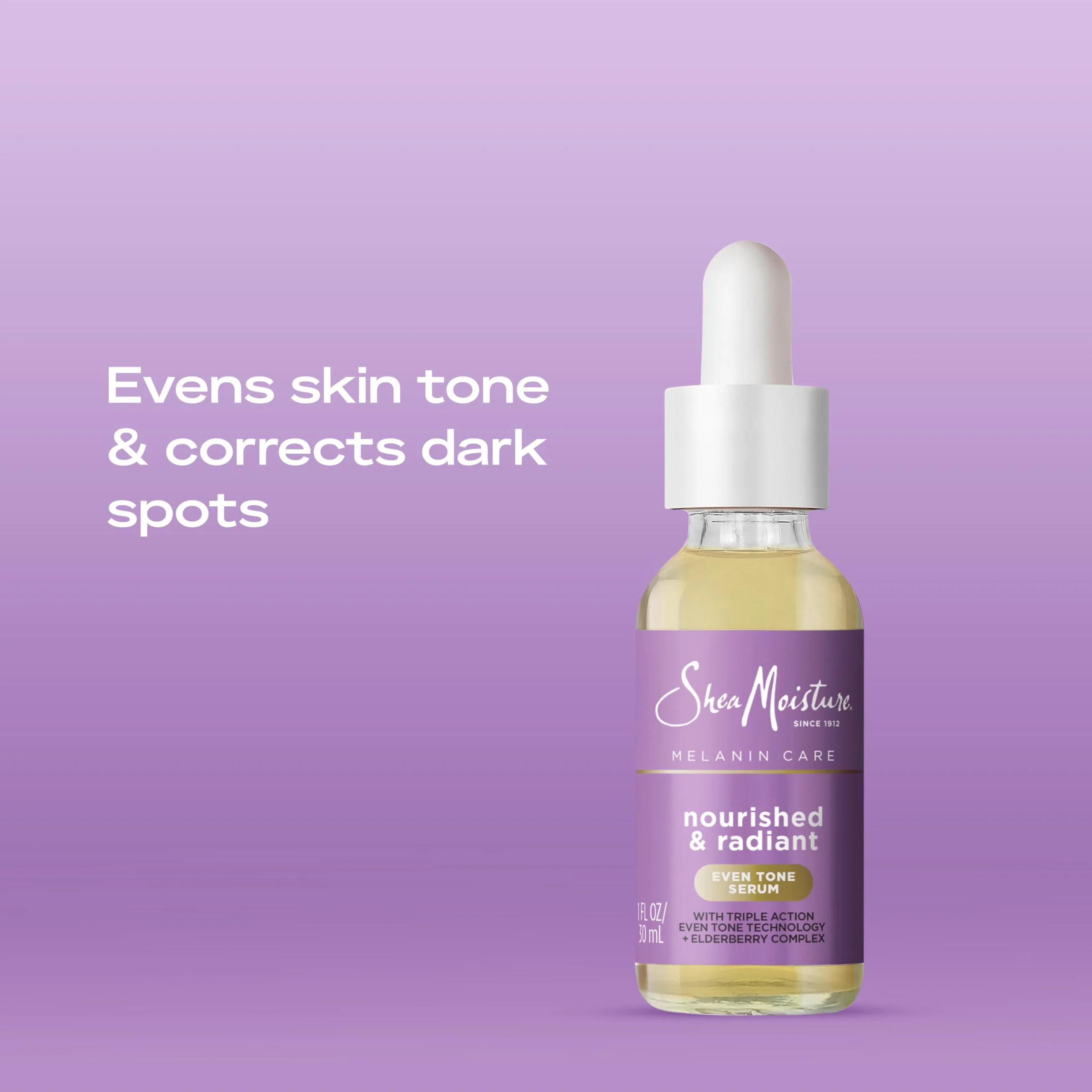 SheaMoisture Melanin Care Even Tone Serum Nourished & Radiant for Clearing & Smooth Complexion, with Triple-Action Even Tone +Elderberry Complex, 1 fl oz - Image 3