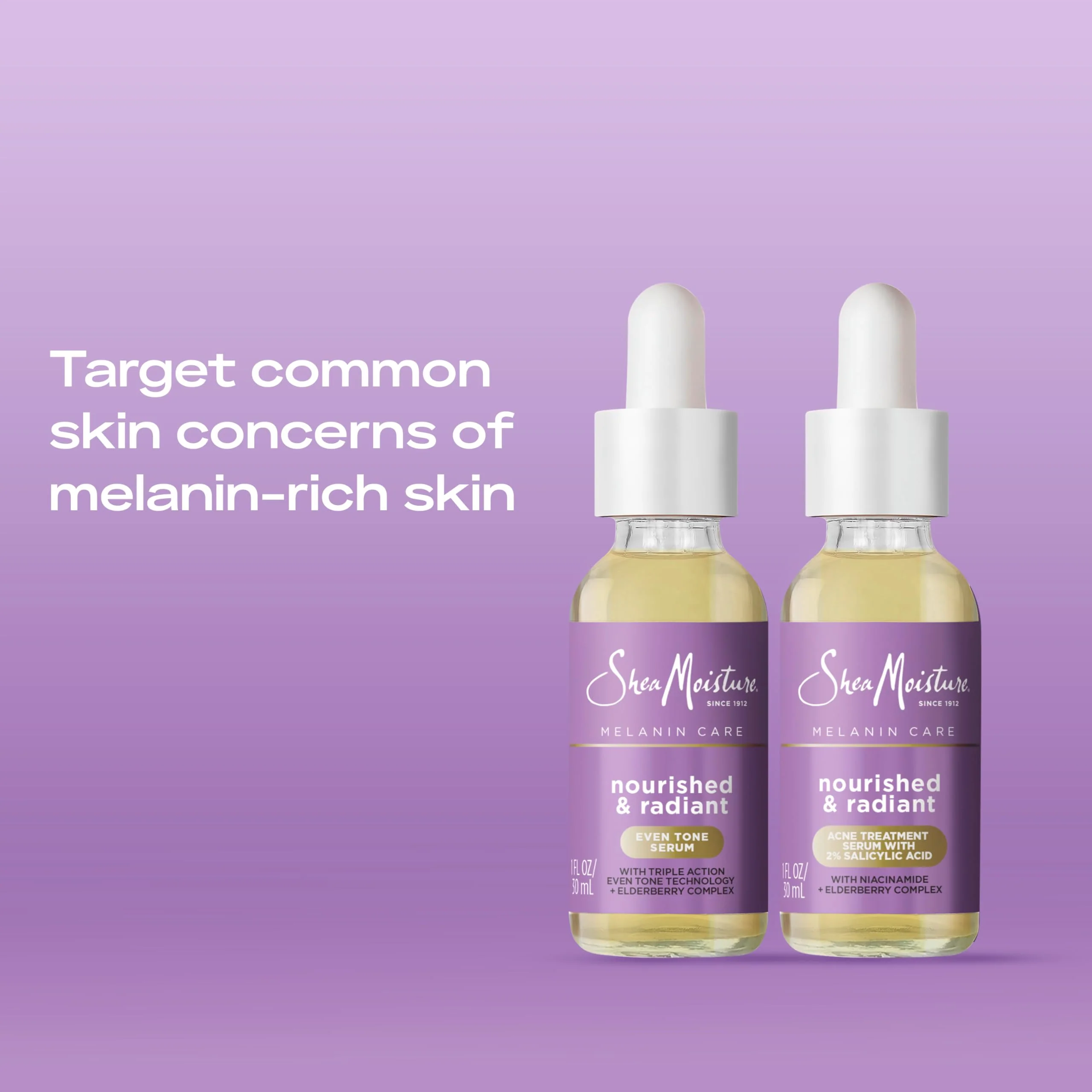 SheaMoisture Melanin Care Even Tone Serum Nourished & Radiant for Clearing & Smooth Complexion, with Triple-Action Even Tone +Elderberry Complex, 1 fl oz - Image 6