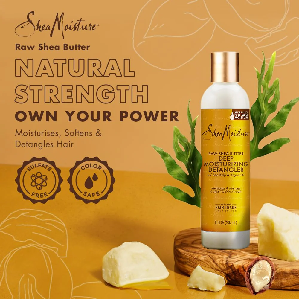 SheaMoisture Raw Shea Butter Deep Moisturizing Detangler for Dry, Damaged Hair, Hair Styling Product Formulated with Sea Kelp and Argan Oil 8 oz - Image 3