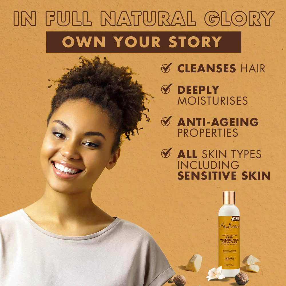 SheaMoisture Raw Shea Butter Deep Moisturizing Detangler for Dry, Damaged Hair, Hair Styling Product Formulated with Sea Kelp and Argan Oil 8 oz - Image 7