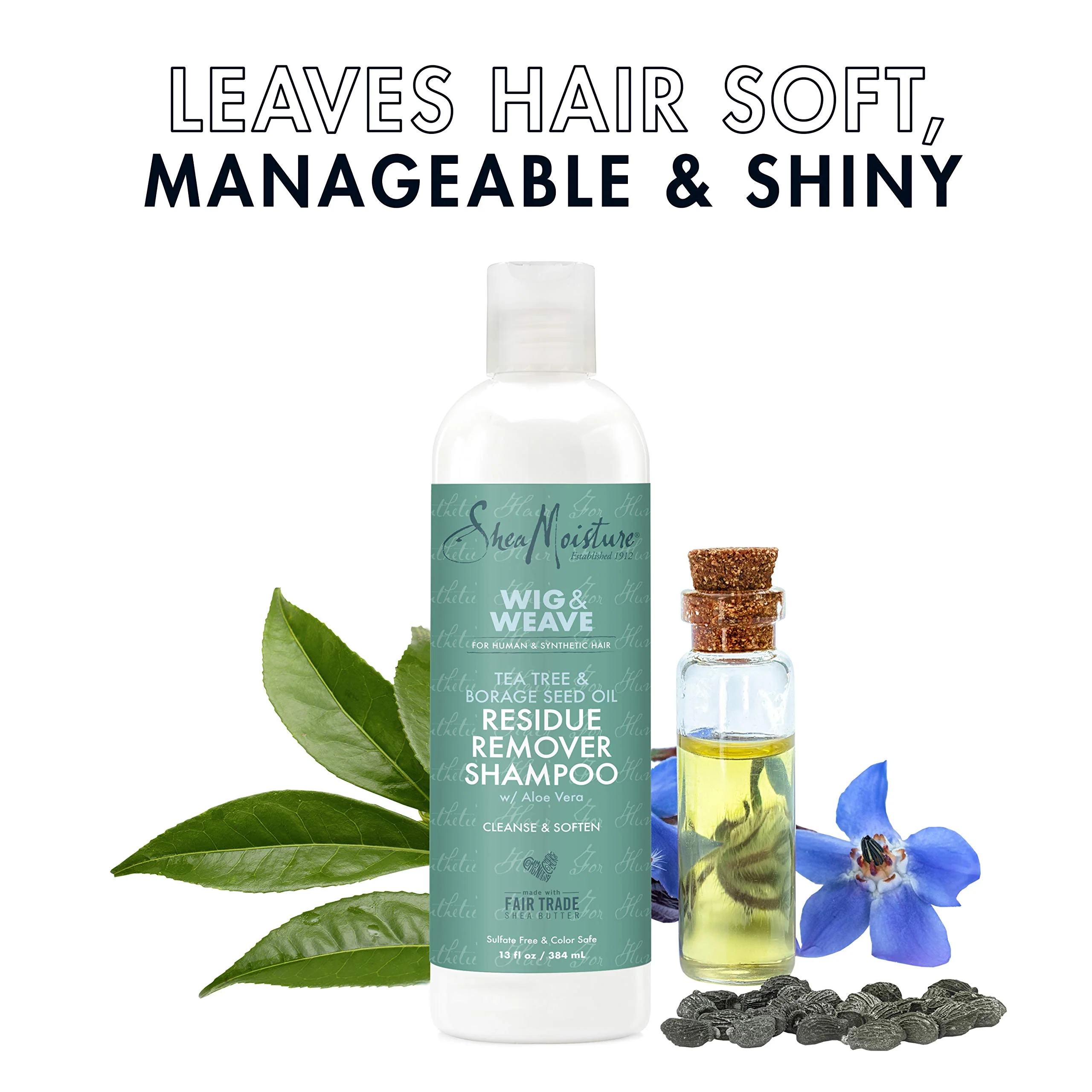 SheaMoisture Residue Remover Shampoo for Synthetic and Natural Hair, Tea Tree and Borage Seed, Sulfate Free Clarifying Shampoo, 13 Ounce - Image 6