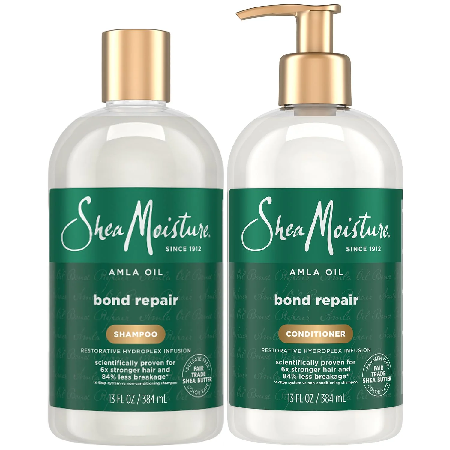 SheaMoisture Shampoo & Conditioner, Amla Oil, Bond Repair Hair Treatment for Dry, Damaged Hair, Anti-Frizz Products for Curly Hair, 13 Oz Ea