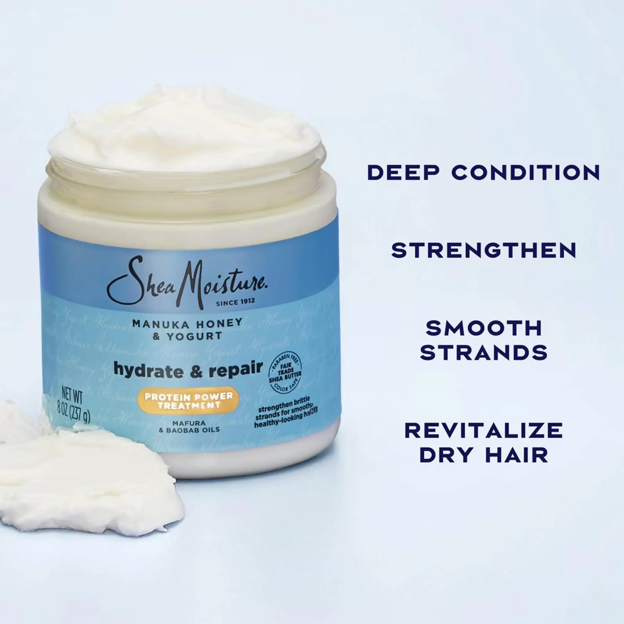 SheaMoisture Shampoo & Conditioner, Manuka Honey & Yogurt Hydrate & Repair + Protein Power Treatment, Hair Mask, Deep Conditioner for Dry, Damaged Hair - Image 7
