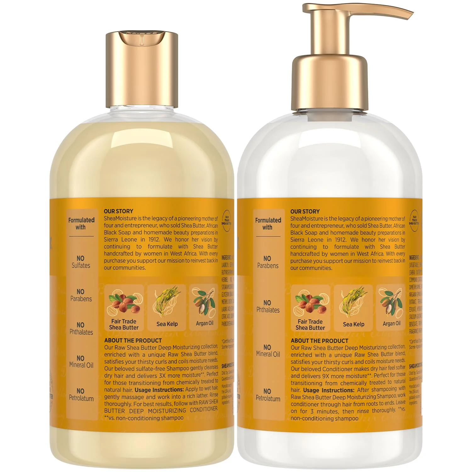 SheaMoisture Shampoo & Conditioner Set, Deep Moisturizing with Raw Shea Butter, Sea Kelp & Argan Oil for Coily & Curly Hair, 13 Oz Ea - Image 2