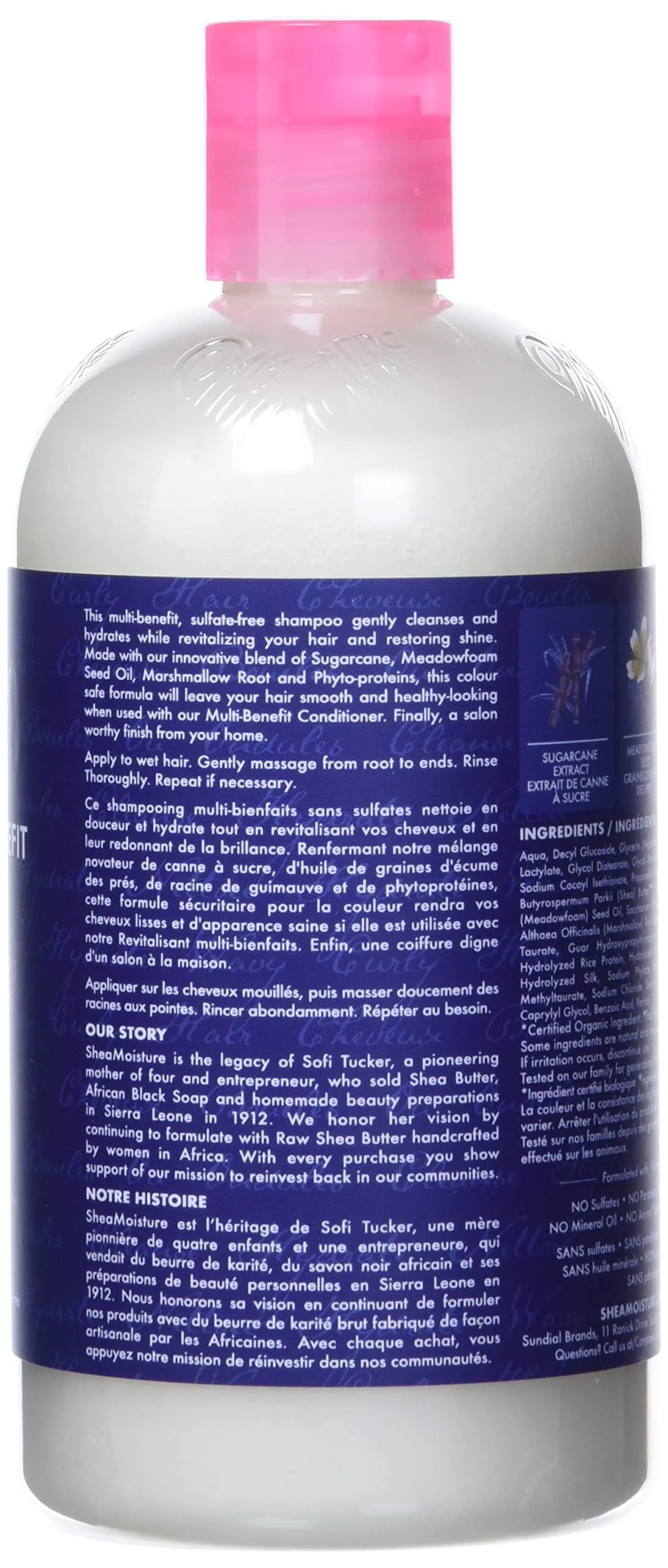 SheaMoisture Silicone Free Shampoo for Dry Hair Sugarcane Extract and Meadowfoam Paraben Free Shampoo 13 oz - Image 2