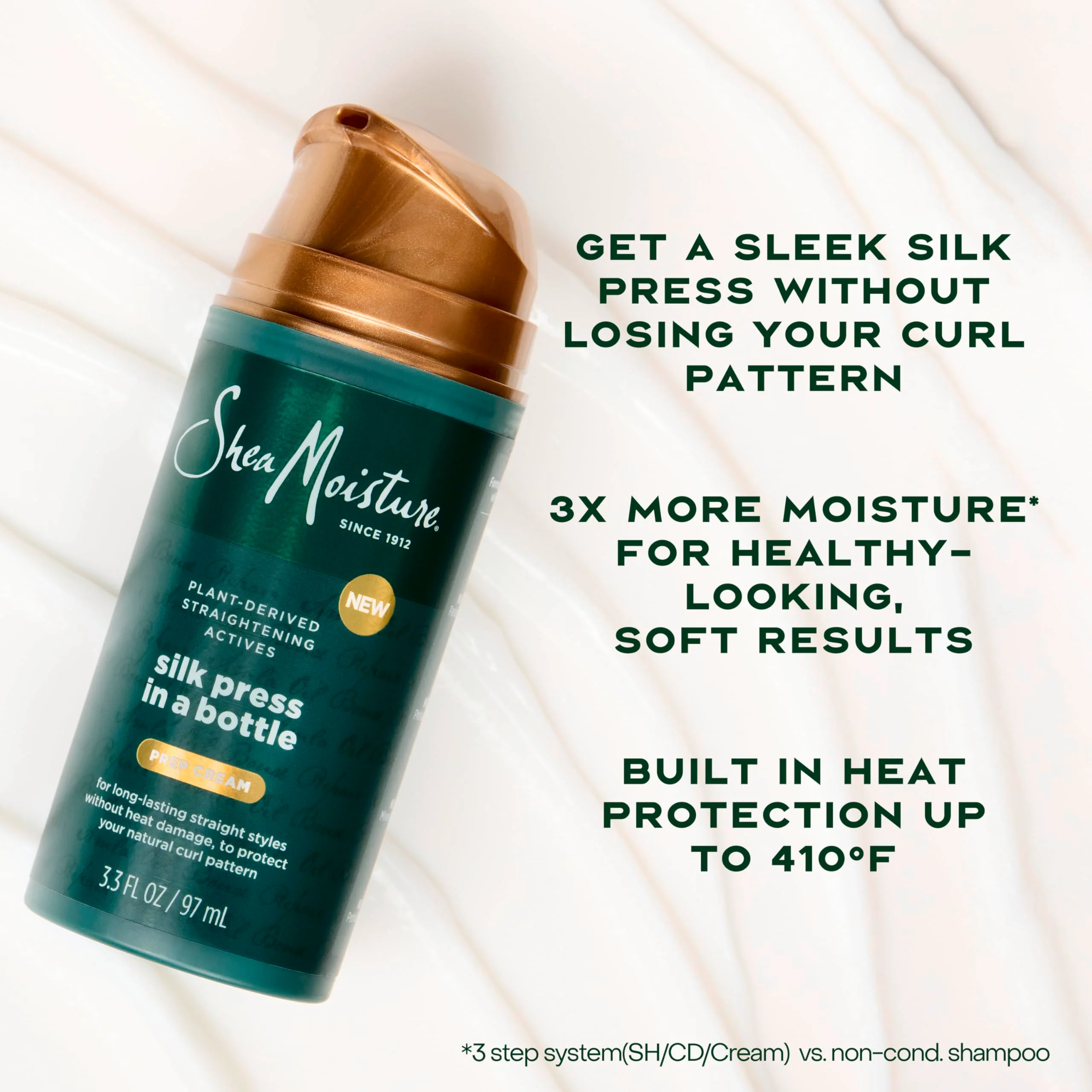 SheaMoisture Silk Press Prep Cream with Plant-Derived Straightening Actives, Alma Oil & Hydroplex Technology Provides Heat Protection While Helping to Preserve Natural Curl Pattern 3.3fl oz - Image 3
