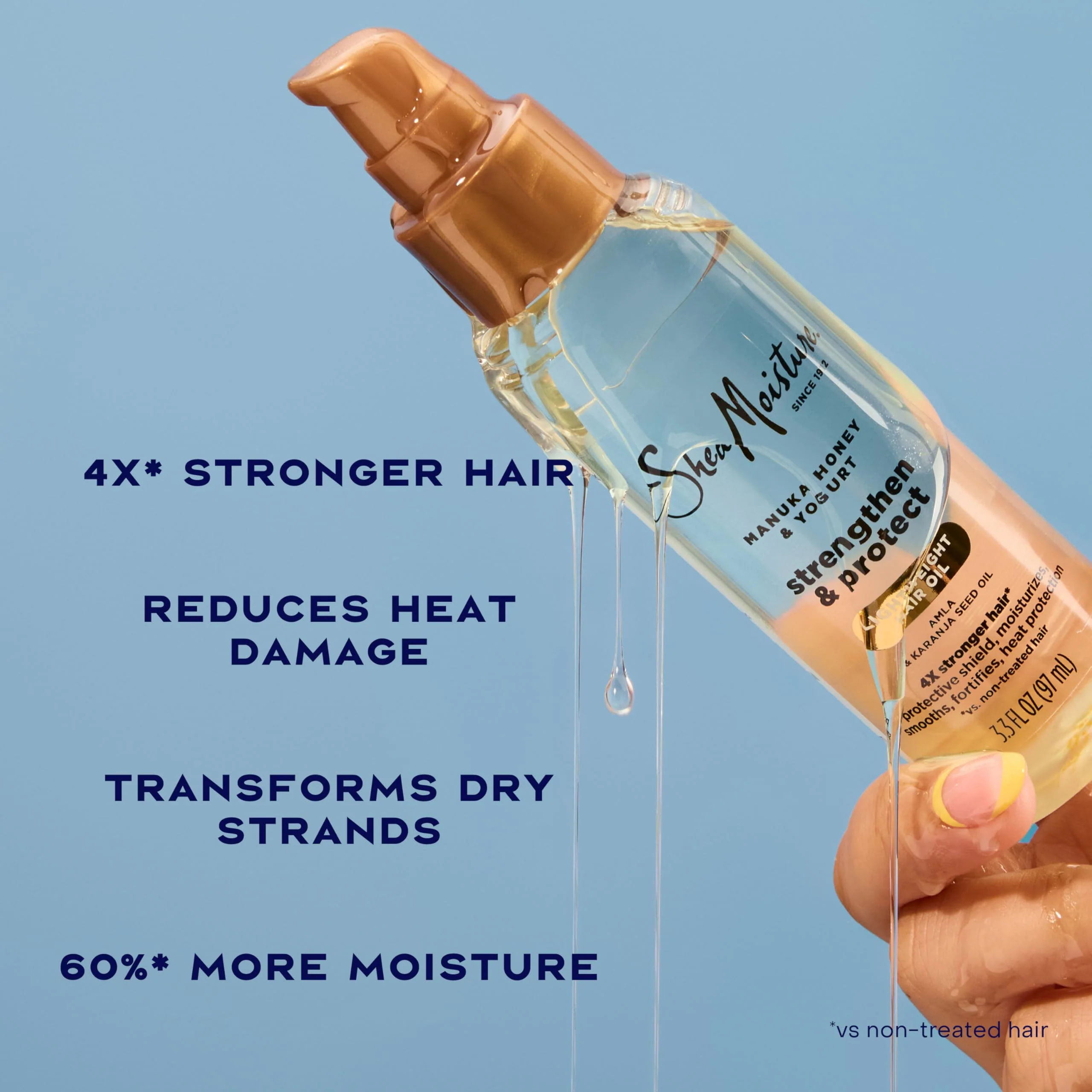 SheaMoisture Strengthen & Protect Hair Oil Manuka Honey & Yogurt Reduces Heat Damage and Protects Hair with an Amla Oil and Manuka Honey Infused Lightweight Formula 3.3fl oz - Image 4