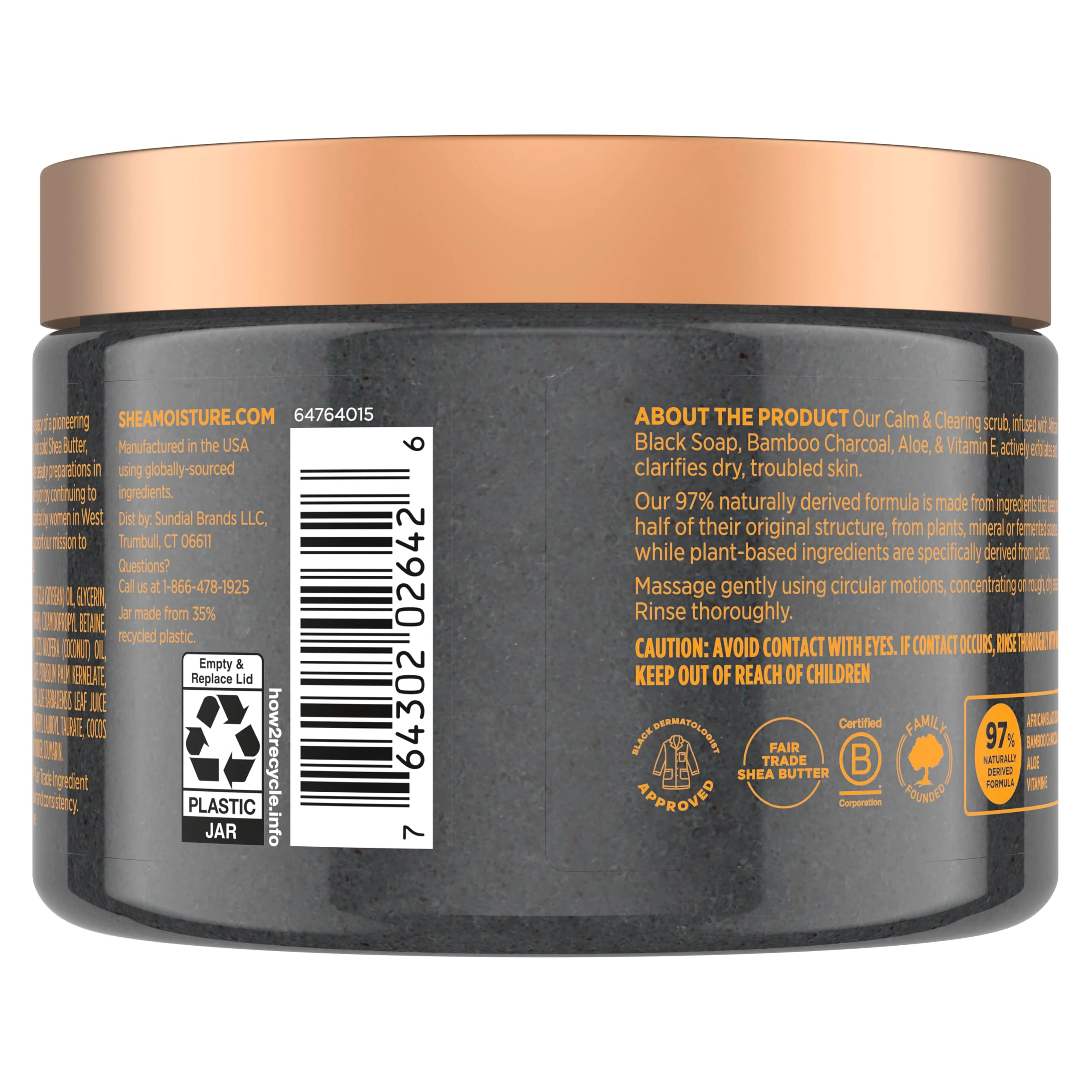 SheaMoisture Sugar Body Scrub African Black Soap for healthy, glowing skin African black soap with 24h shea moisture nutrients 12 oz - Image 2