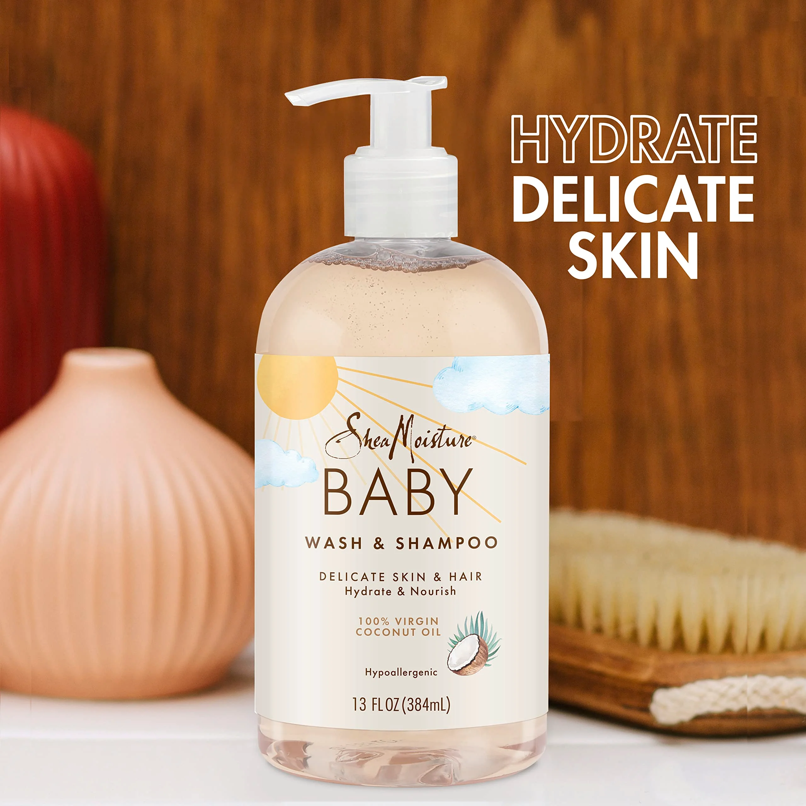 SheaMoisture Wash and Shampoo for Baby 100% Virgin Coconut Oil with Coconut Oil 13 oz - Image 3