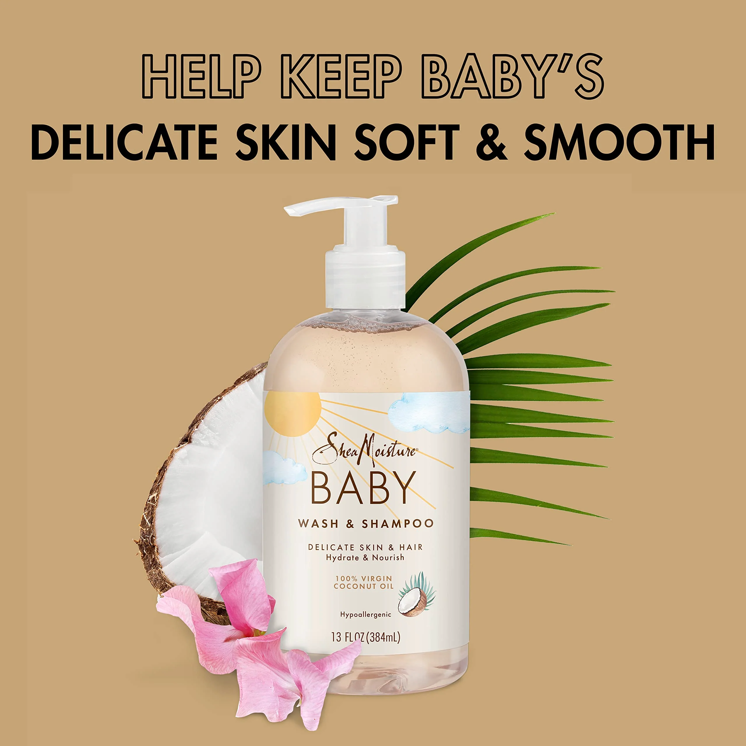 SheaMoisture Wash and Shampoo for Baby 100% Virgin Coconut Oil with Coconut Oil 13 oz - Image 4
