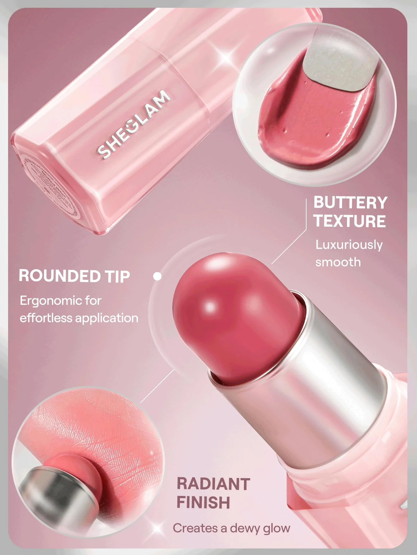 SHEGLAM Buttery Bliss Blush Stick Cream Milk Makeup Blush-Hush Hush - Image 6
