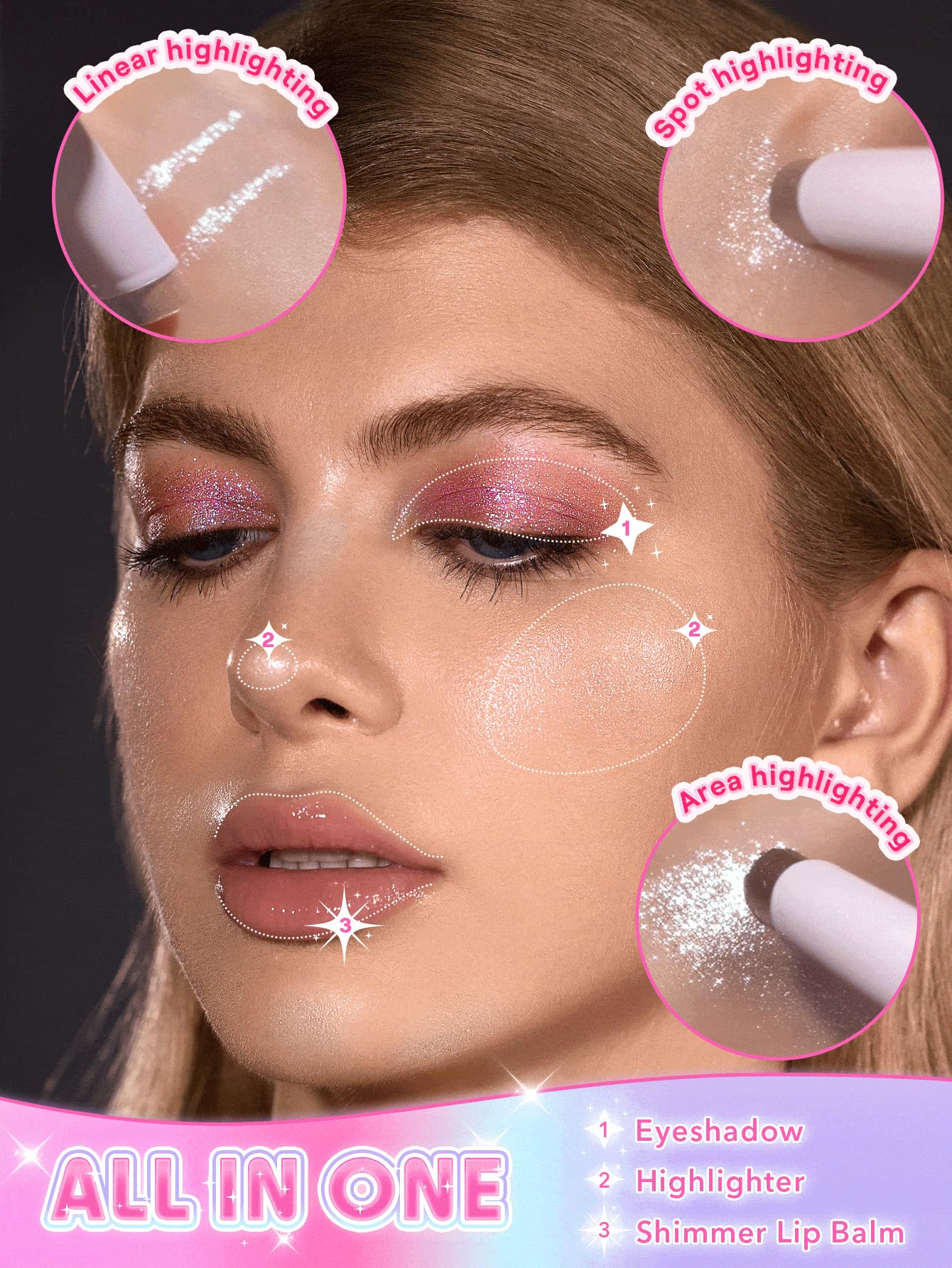 SHEGLAM Crystal Jelly Glaze Stick Eye Shadow Stick Eyeliner Brightener Pencil Crayon with Brush Easy to Blend Long Lasting Shimmer Eyeshadow-Lilac Luster - Image 6