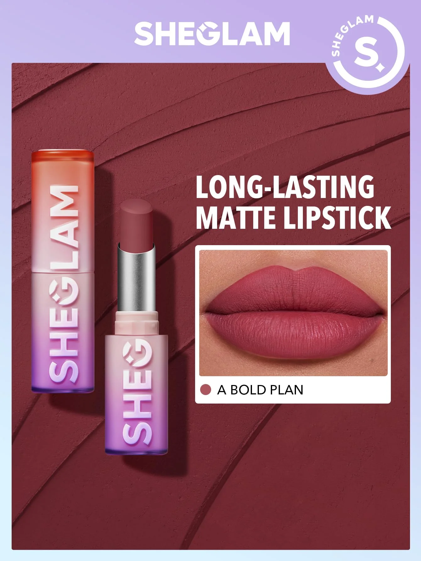 SHEGLAM Dynamatte Boom Waterproof Matte Lipstick Long Lasting Transfer Proof Lip Stick - A Bold Plan - Image 9