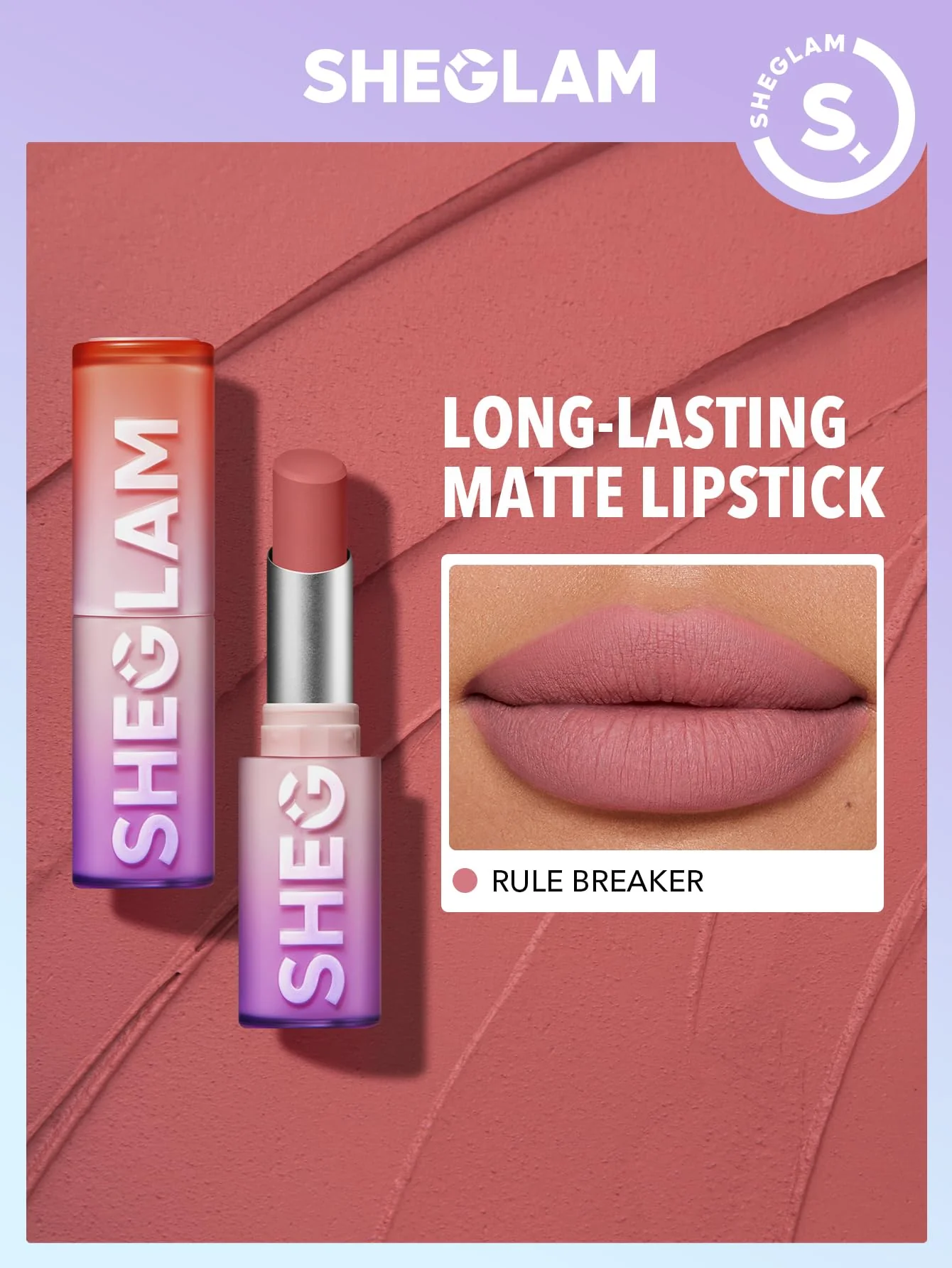 SHEGLAM Dynamatte Boom Waterproof Matte Lipstick Long Lasting Transfer Proof Lip Stick - Rule Breaker - Image 8