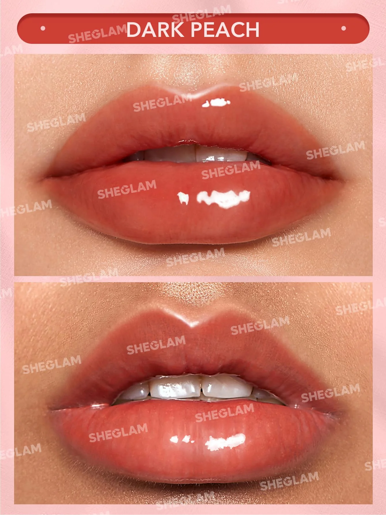 SHEGLAM Glaze Daze Lip Gloss Shiny Tinted Lip Gloss High Gloss Finish Plumping Lip Care Nourishing Not Easy to Fade Liquid Lip Cosmetics-Dark Peach - Image 7