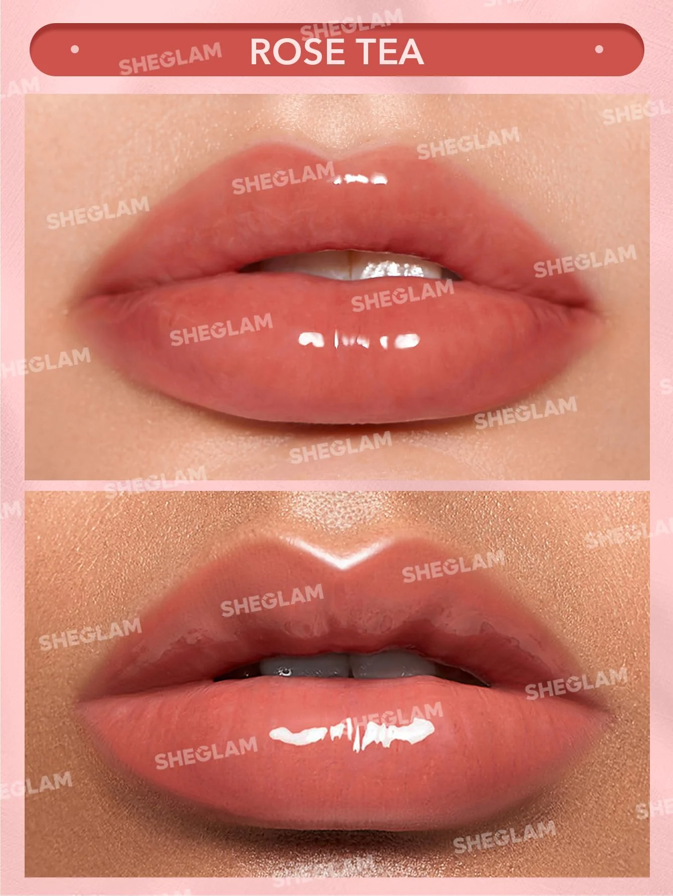 SHEGLAM Glaze Daze Lip Gloss Shiny Tinted Lip Gloss High Gloss Finish Plumping Lip Care Nourishing Not Easy to Fade Liquid Lip Cosmetics-Rose Tea - Image 7