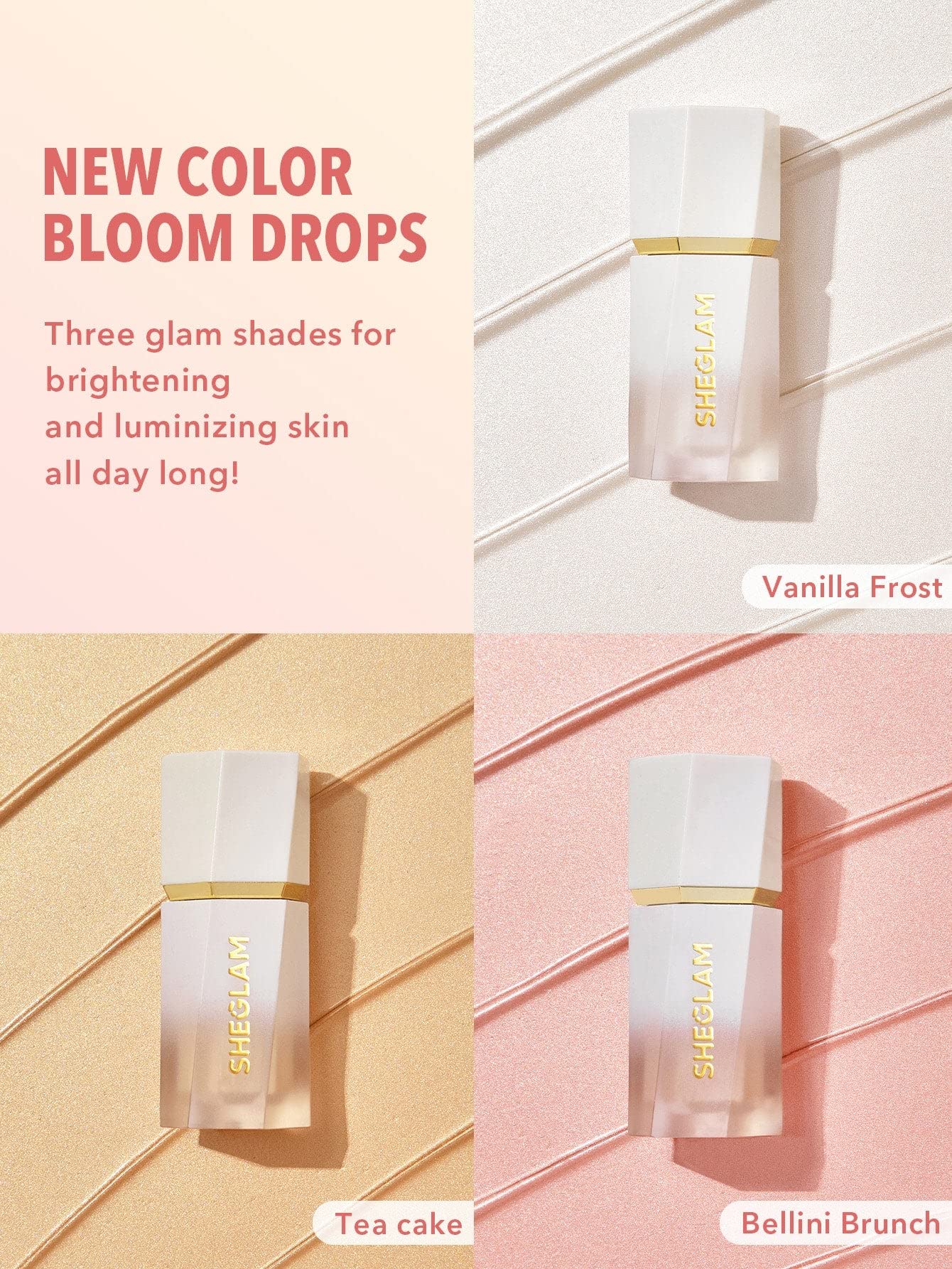 SHEGLAM Glow Bloom Liquid Waterproof Highlighter Long Lasting Cream Highlighter with Shimmer Dewy Finish - Bellini Brunch - Image 4