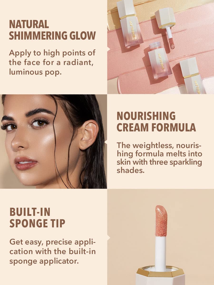 SHEGLAM Glow Bloom Liquid Waterproof Highlighter Long Lasting Cream Highlighter with Shimmer Dewy Finish - Tea Cake - Image 5