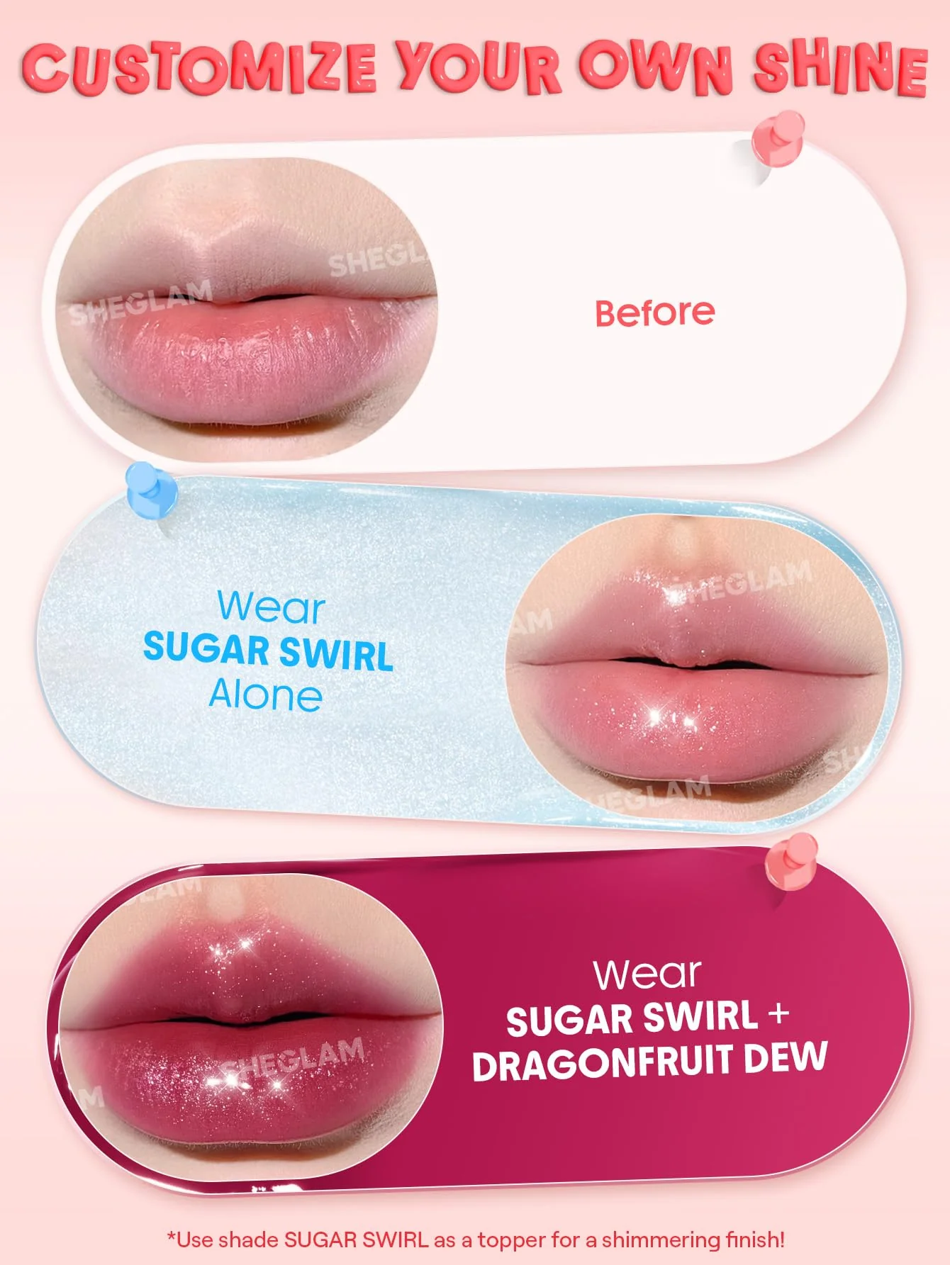 SHEGLAM Hydra Jelly Pocket Lip Jam Hydrating Nourishing Lip Gloss Moisturizing Lip Makeup-Watermelon Whirl - Image 4