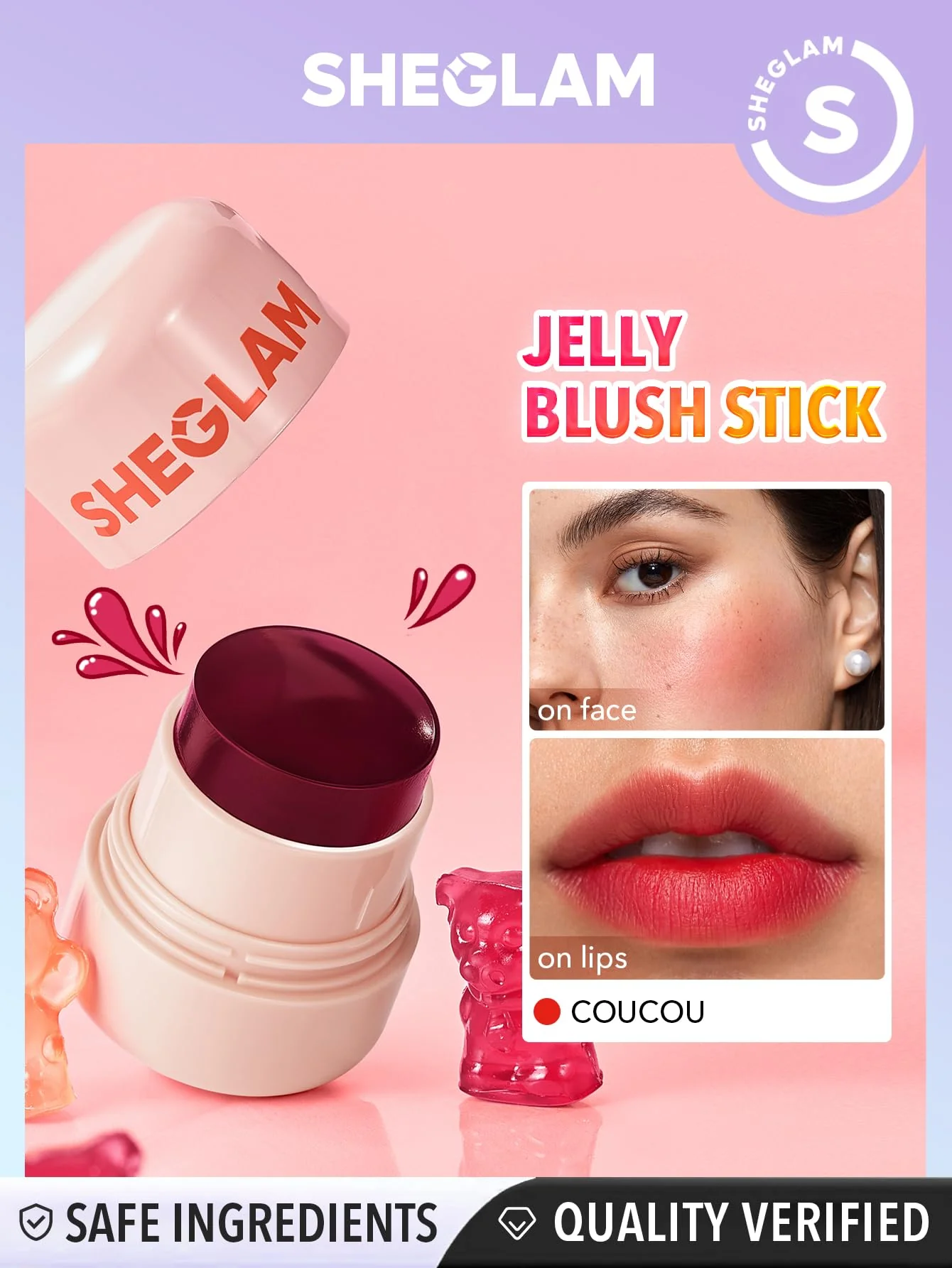 SHEGLAM Jelly-Licious Hydrating Lip & Blush Tint-Coucou - Image 7