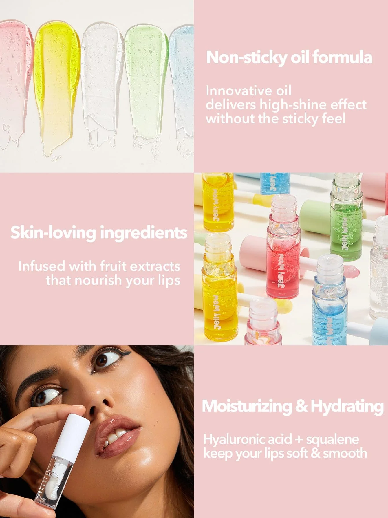 SHEGLAM Jelly Wow Hydrating Non-Sticky Lip Oil Moisturizing Plumping Lip Gloss - Grapefruit Glow - Image 4