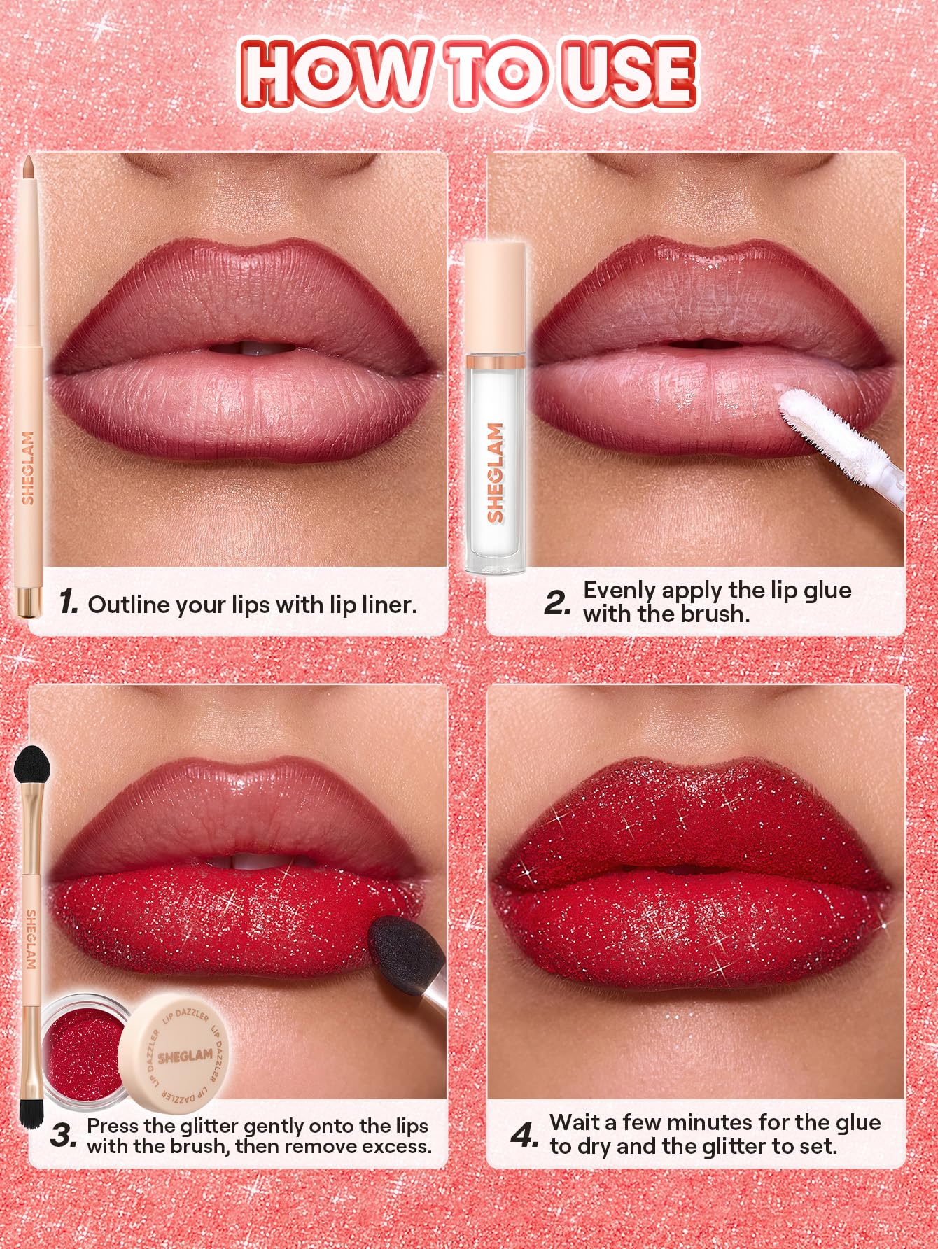 SHEGLAM Lip Dazzler Glitter Kit Long-Lasting Glitter Lip Gloss Sexy Super Stay Non-Sticky Shiny Liquid Kit Lipstick Y2K-Final Act - Image 5
