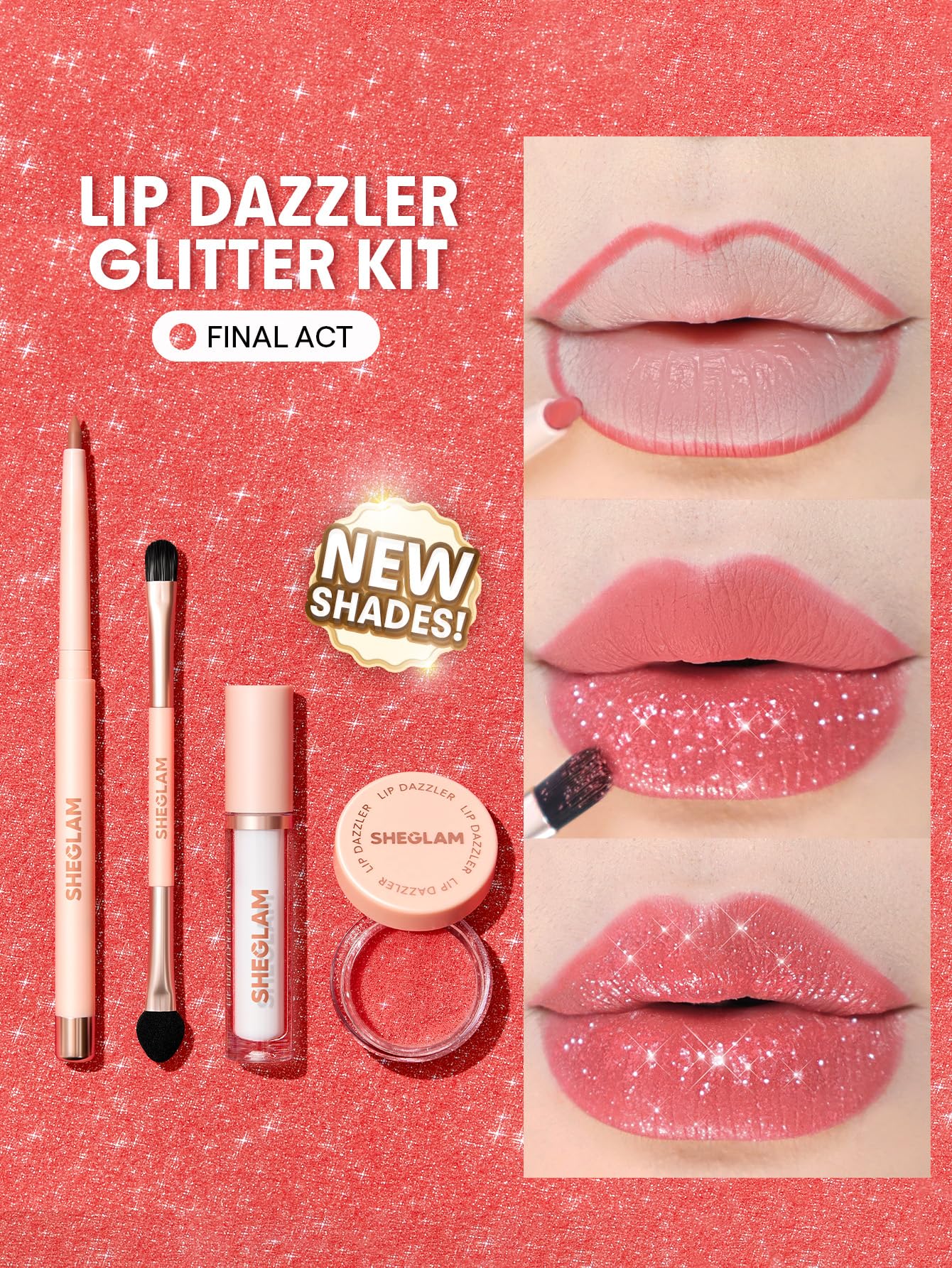 SHEGLAM Lip Dazzler Glitter Kit Long-Lasting Glitter Lip Gloss Sexy Super Stay Non-Sticky Shiny Liquid Kit Lipstick Y2K-Final Act - Image 6