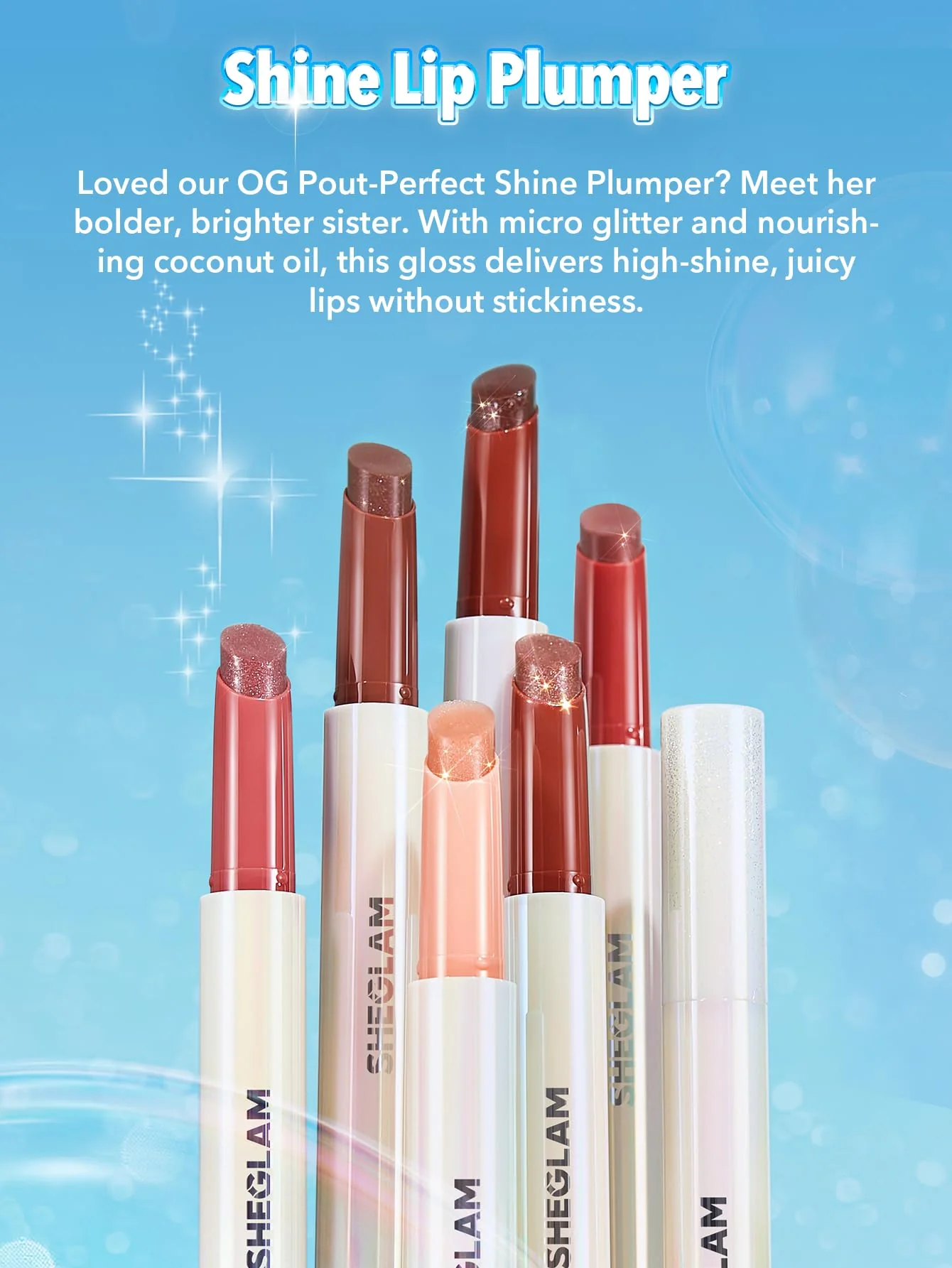 SHEGLAM Pout-Perfect Moisturizing Solid Lip Gloss Shimmer Lip Plumper - Sugar Crystal - Image 4