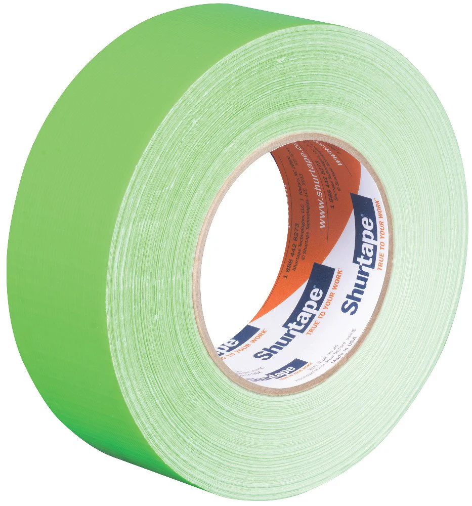 Shurtape PC 619 Specialty Grade, Fluorescent Cloth Duct Tape, Hi-Visibility Social Distancing Marking, 48mm x 55m, Fluorescent Green, 1 Roll (166122) - Image 2