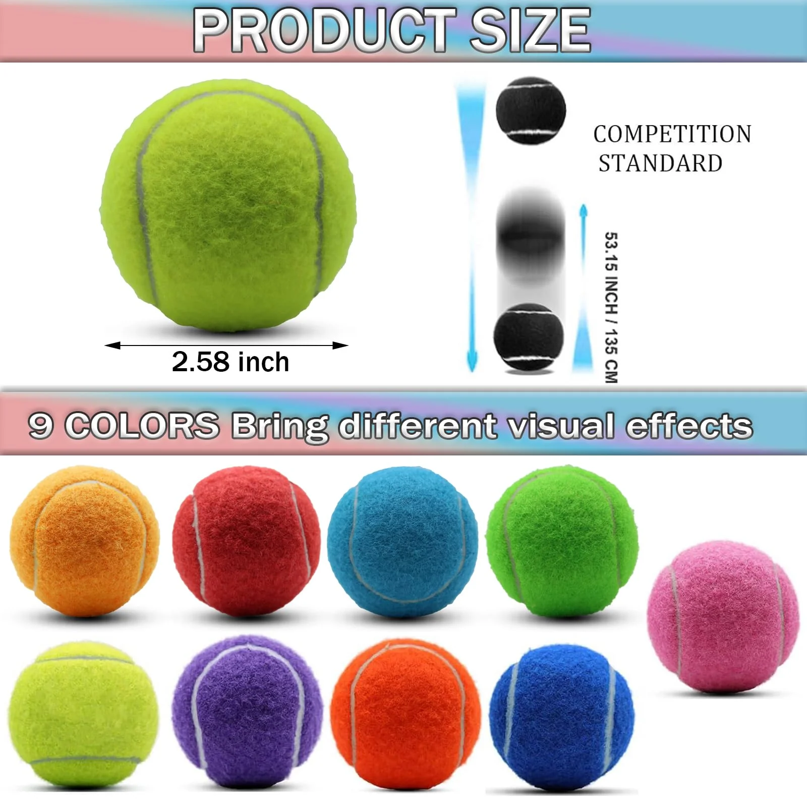 SHYUJAJIE Tennis Balls, 20 Pack Training Tennis Balls,High Elasticity Practice Tennis for Beginner, Exercise Playing Balls for Pet Dog (Multicolour) - Image 7