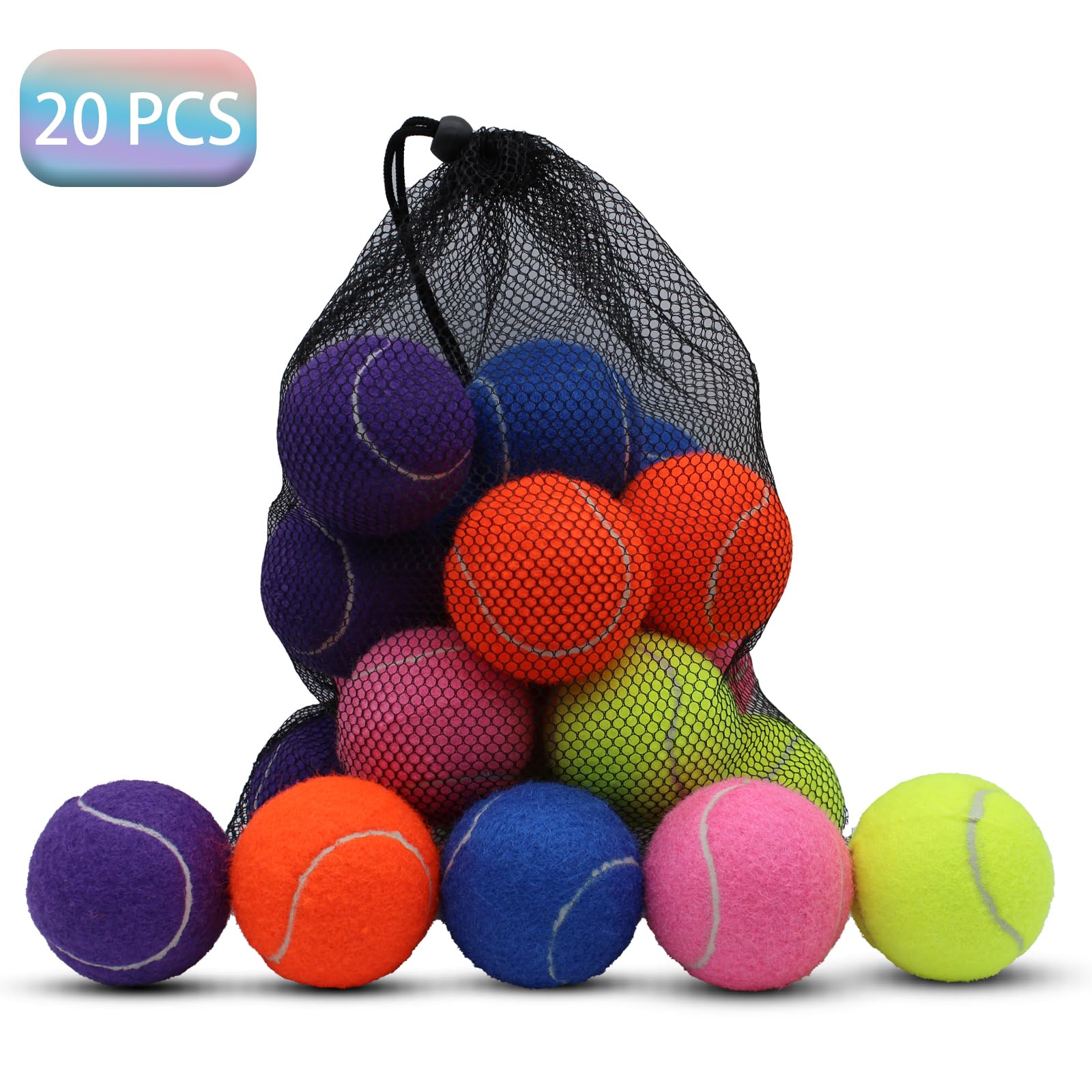 SHYUJAJIE Tennis Balls, 20 Pack Training Tennis Balls,High Elasticity Practice Tennis for Beginner, Exercise Playing Balls for Pet Dog (Multicolour) - Image 9