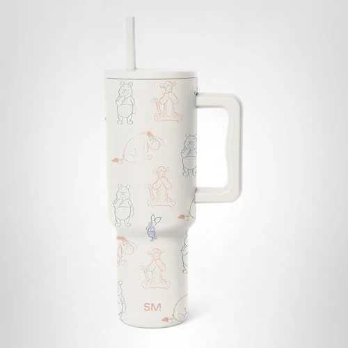 Simple Modern Disney 40 oz Trek Tumbler with Handle and Straw Lid | Cup Holder Friendly Insulated Stainless Steel Travel Mug | Winnie the Pooh Doodles - Image 2