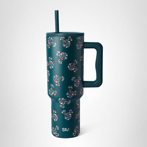 Simple Modern Disney 40 oz Tumbler with Handle and Straw Lid | Insulated Reusable Stainless Steel Water Bottle Travel Mug | Gifts for Women Her | Trek Collection | 40oz | Mickey Mouse Floral Riptide - Image 2